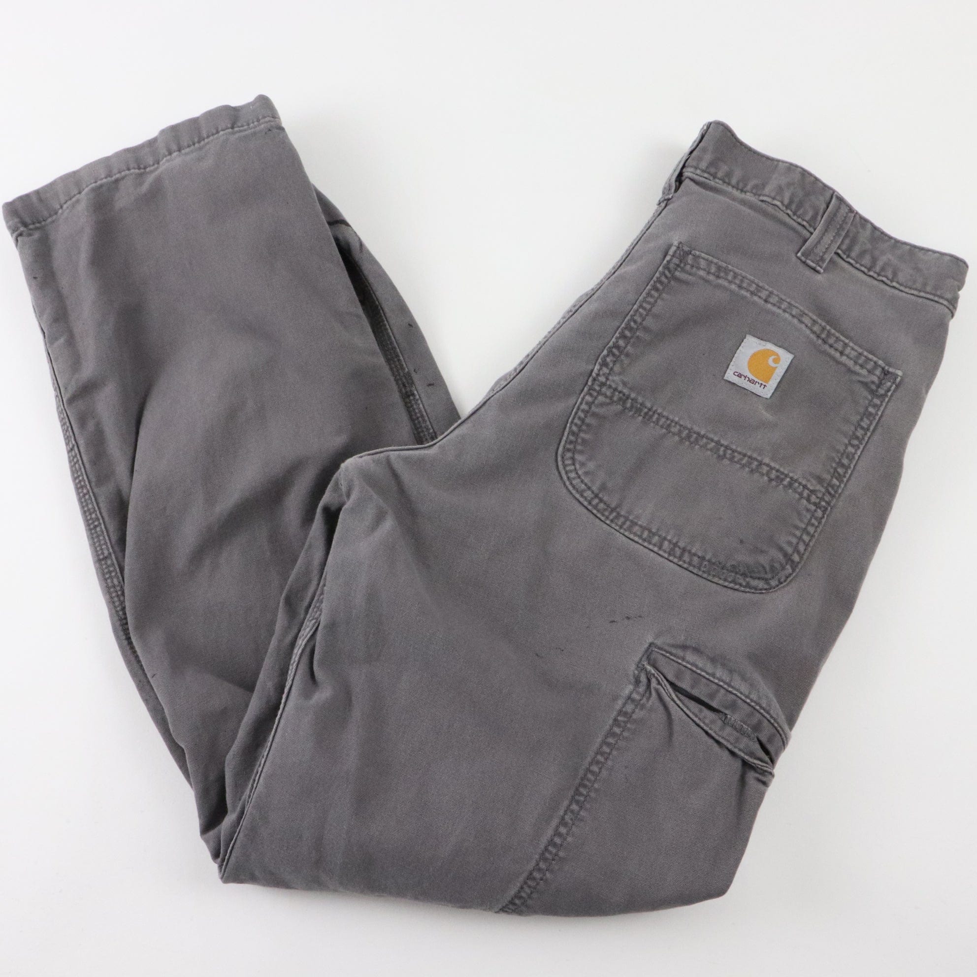 Carhartt Pants Men 54 Gray Canvas Carpenter Pockets Workwear Relaxed Fit  54x32