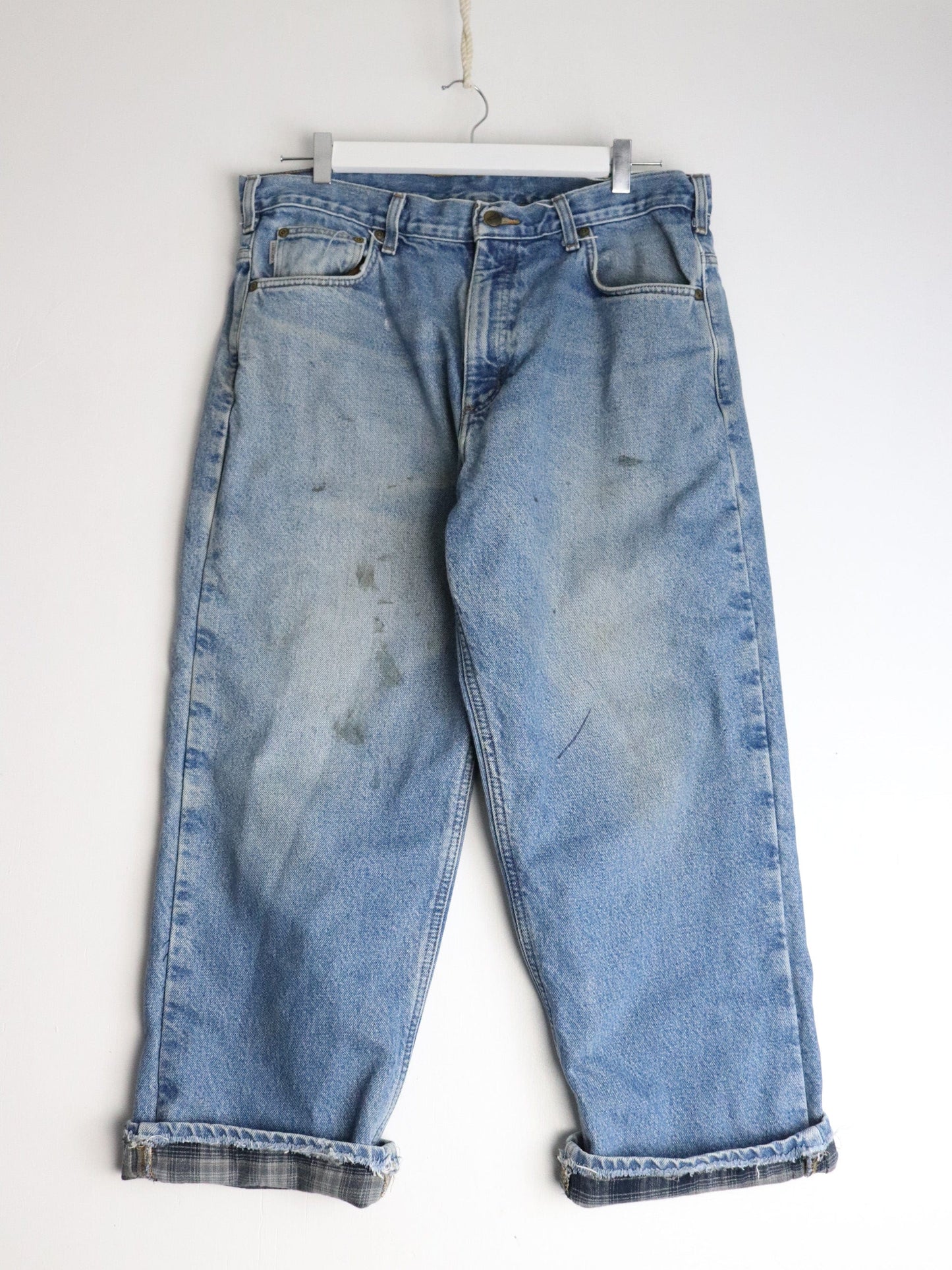 Carhartt Pants Fits Mens 36 x 26 Blue Denim Jeans Lined from propervintagecanada