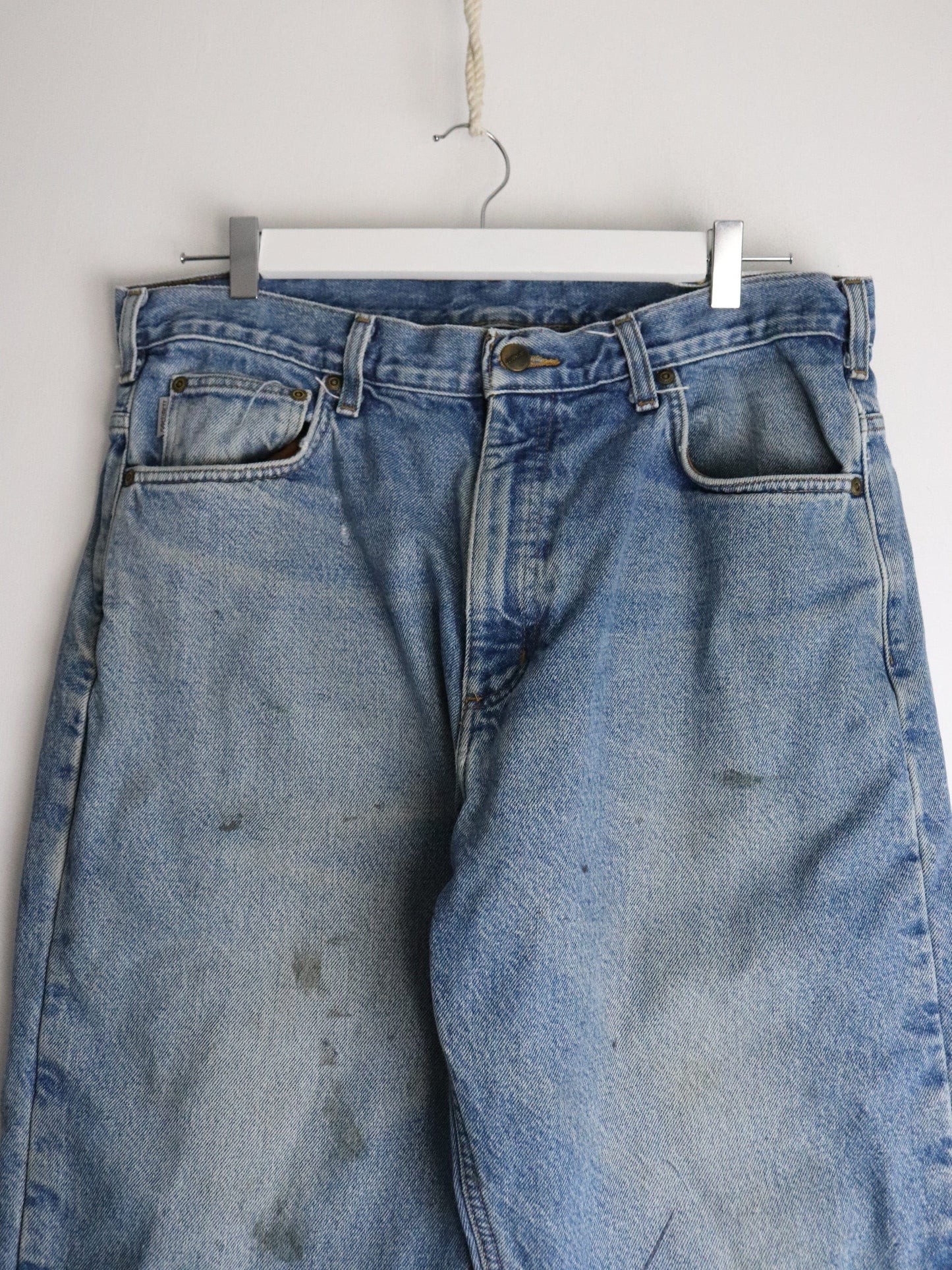 Carhartt Pants Fits Mens 36 x 26 Blue Denim Jeans Lined from propervintagecanada