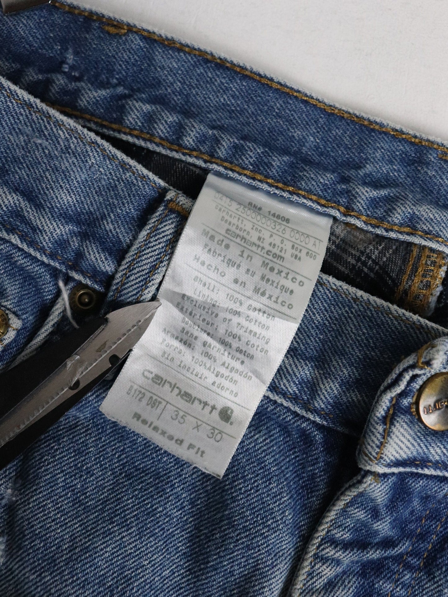 Carhartt Pants Fits Mens 36 x 26 Blue Denim Jeans Lined from propervintagecanada