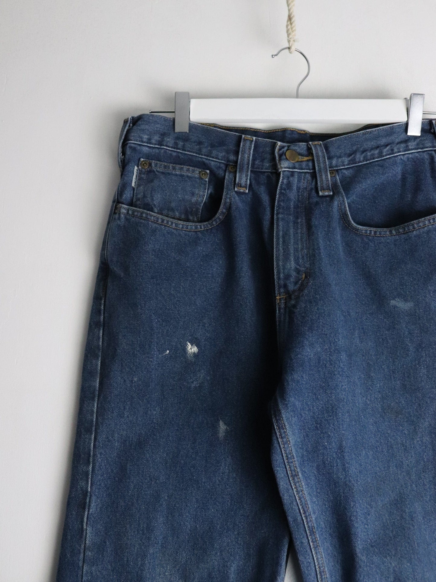 Carhartt Pants Mens 32 x 32 Blue Denim Jeans Carpenter Relaxed Fit from propervintagecanada