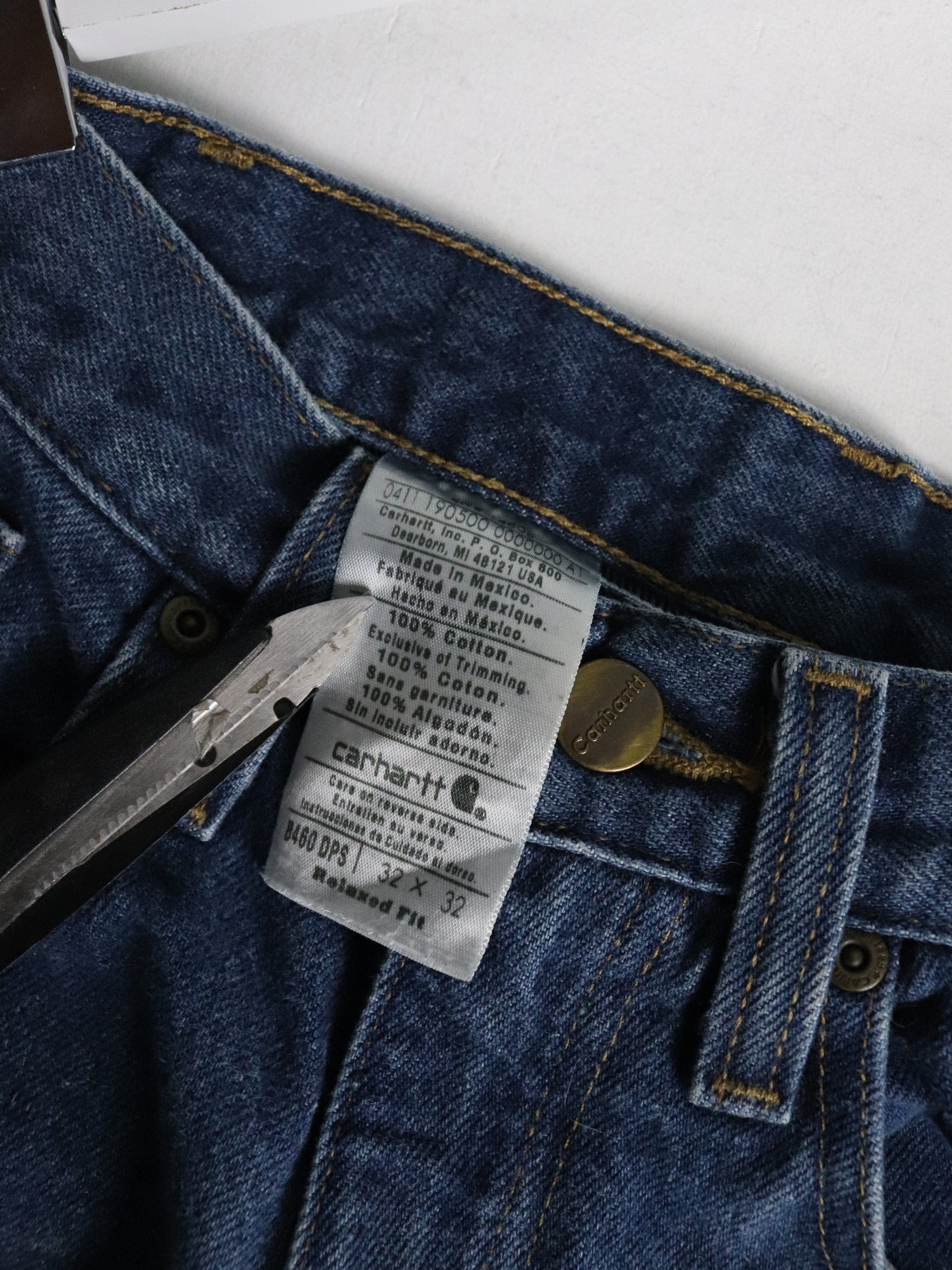 Carhartt Pants Mens 32 x 32 Blue Denim Jeans Carpenter Relaxed Fit from propervintagecanada