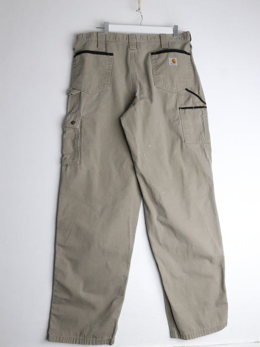 Carhartt Pants Mens 38 x 34 Beige Work Wear Carpenters