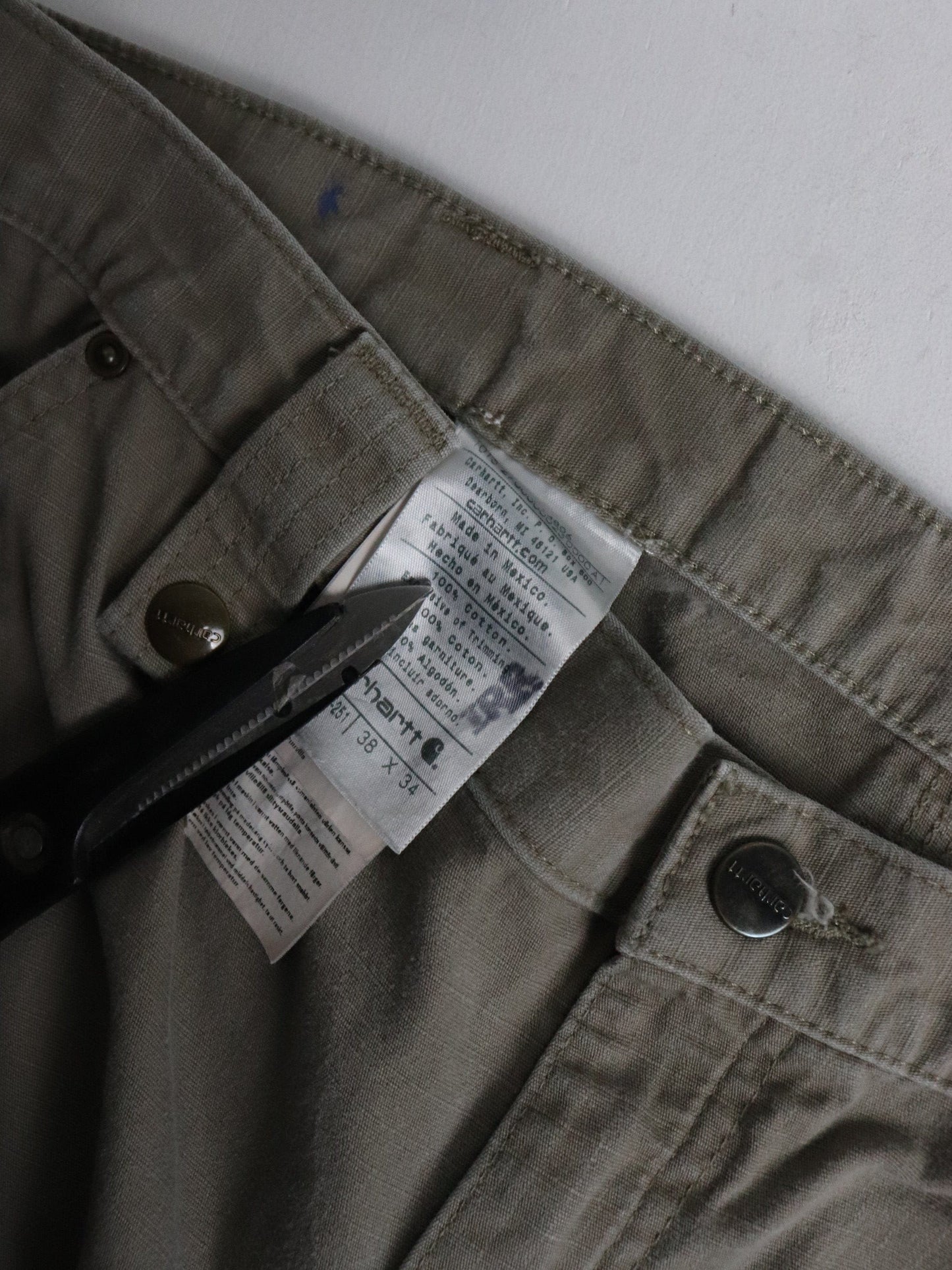 Carhartt Pants Mens 38 x 34 Beige Work Wear Carpenters