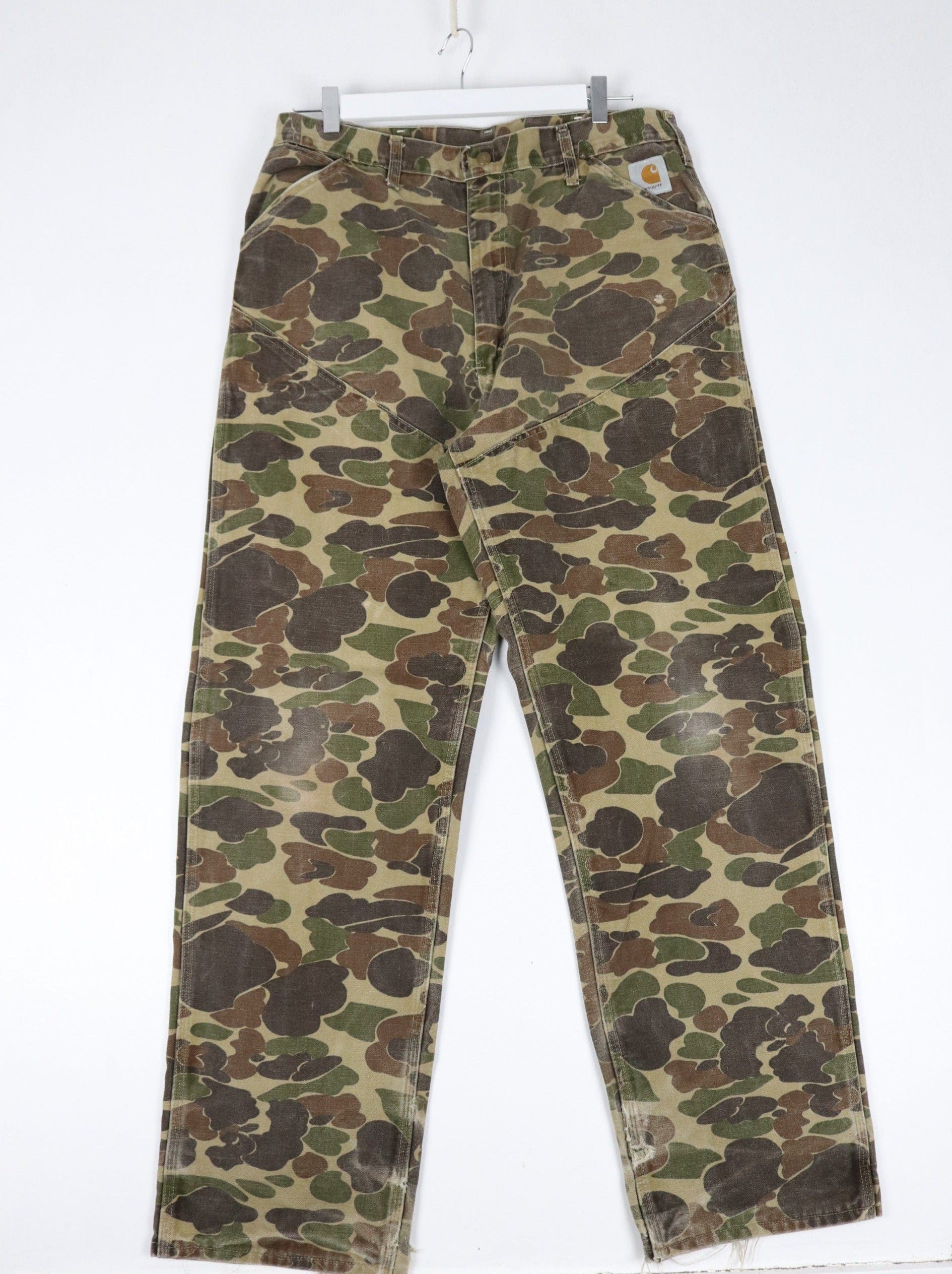 Vintage Carhartt Pants Fits Mens 34 x 34 Green Duck Camo Double Knee Work  Wear Union Made 80s