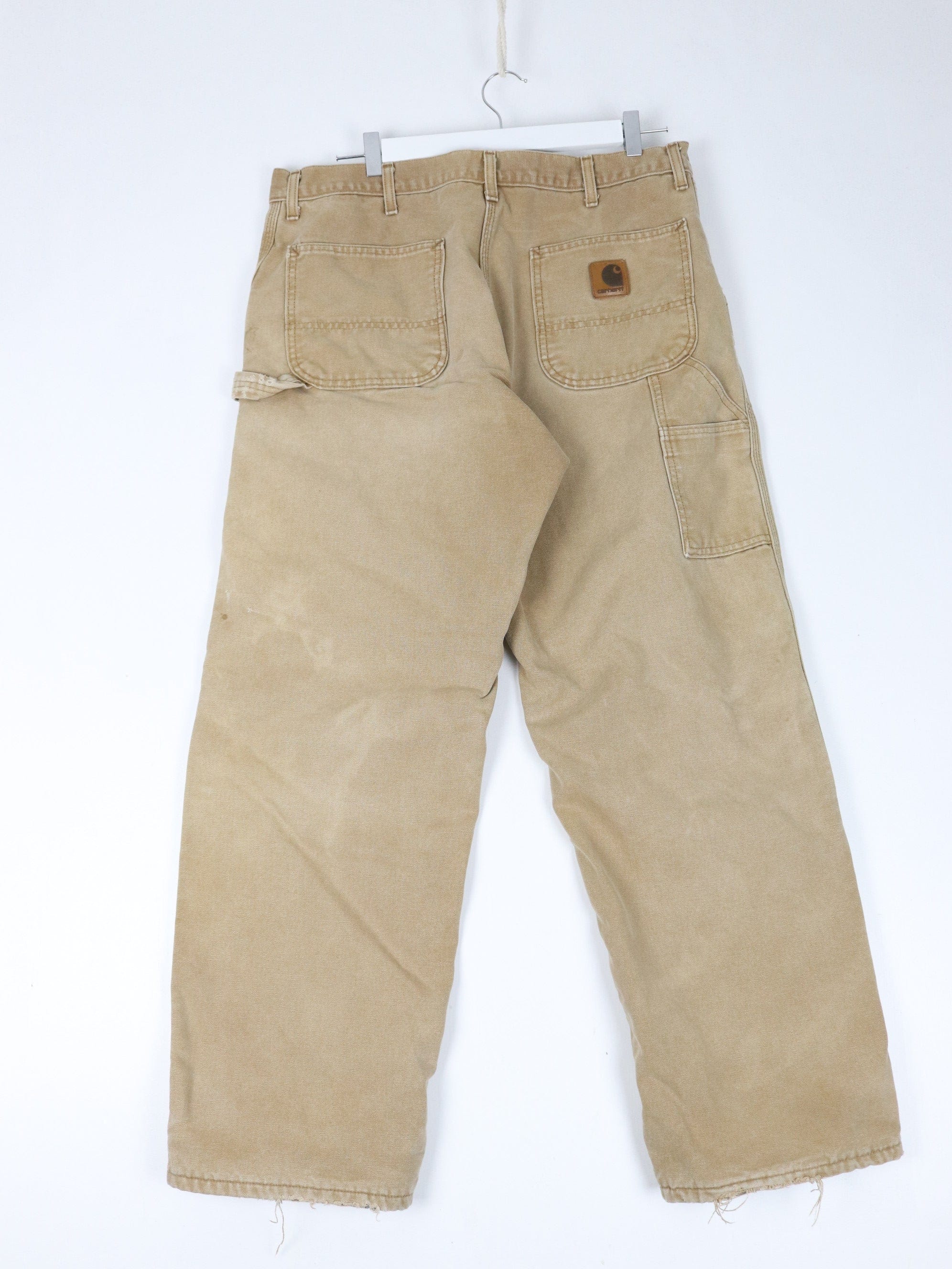 Vintage Carhartt Pants Mens 37 x 30 Brown Work Wear Carpenters Lined