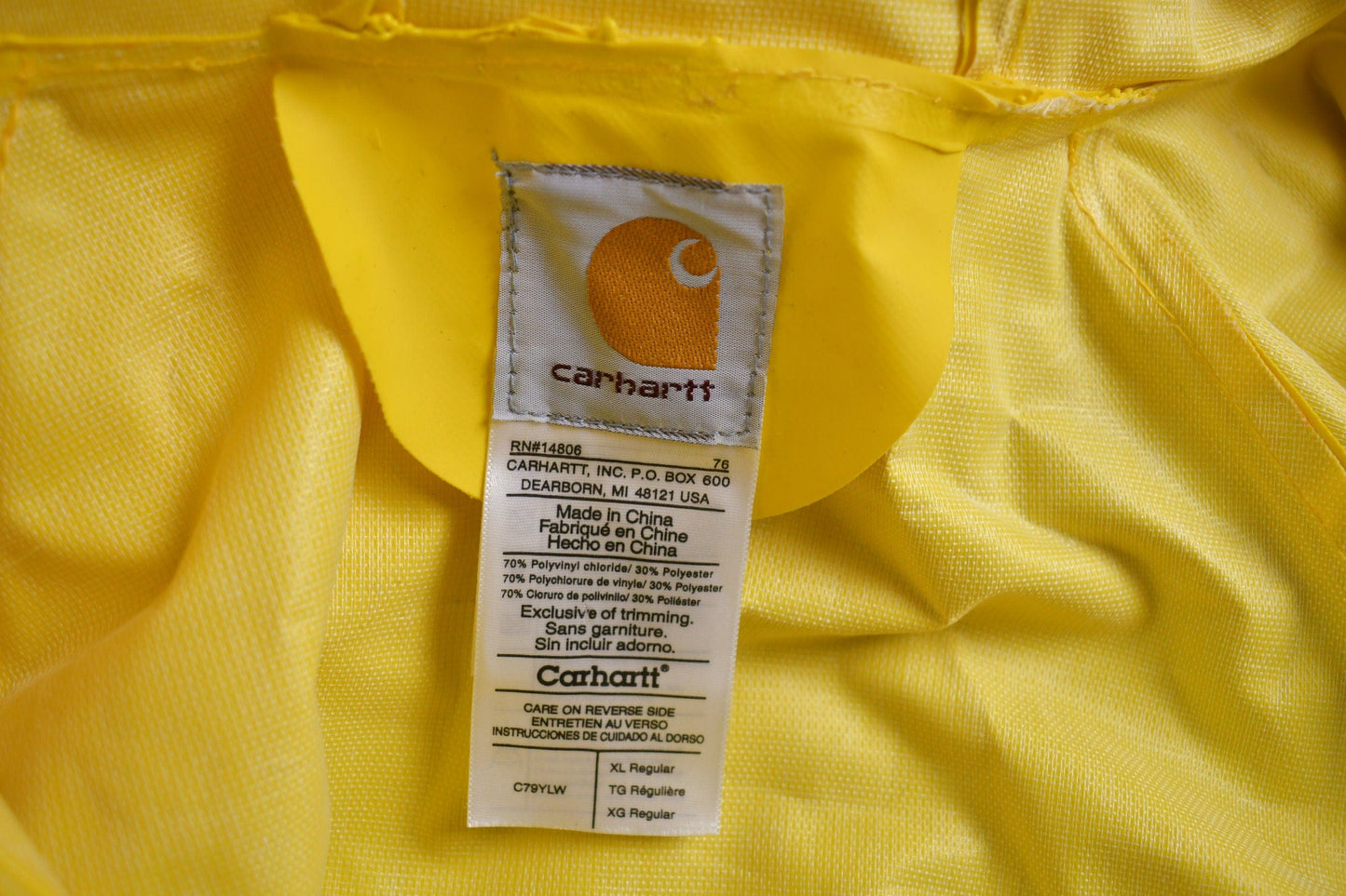Carhartt Yellow Rain Jacket Men's 2XL from propervintagecanada