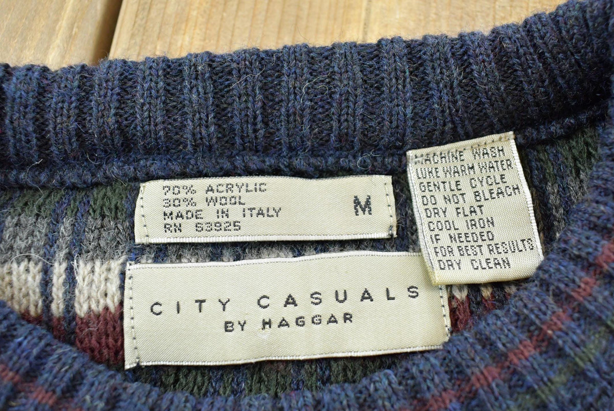 Vintage 1990s City Casuals Haggar Acrylic Wool Knit Crewneck Sweater Men's M