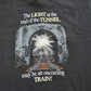 Vintage 1997 Franklin Institute Oncoming Train Print T-Shirt Men's L