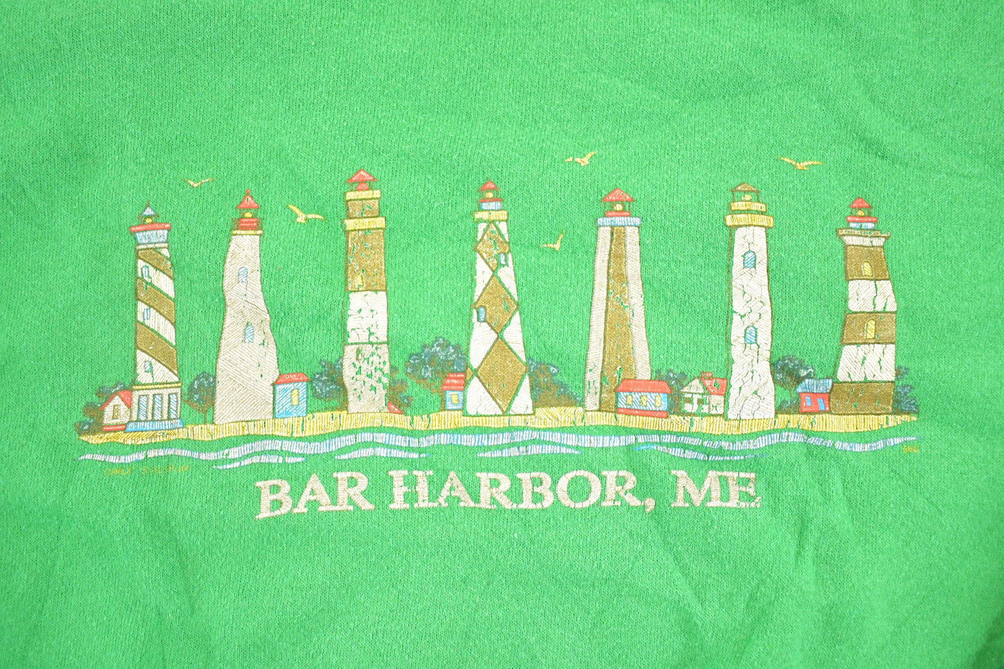 Vintage 1990s Bar Harbor Lighthouses Souvenir Crewneck Sweatshirt Men's M
