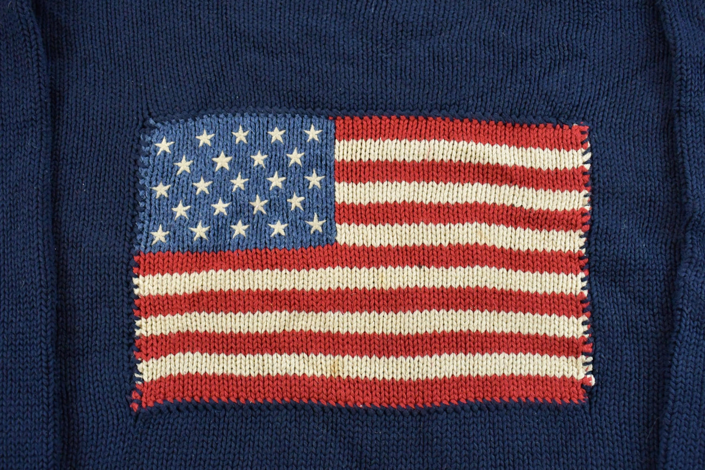 Vintage 1990s Polo Country Ralph Lauren USA Flag Knit Sweater Men's Large