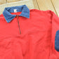 True Vintage 1970s Quarter Zip Denim Accents Collared Sweatshirt Men's XL