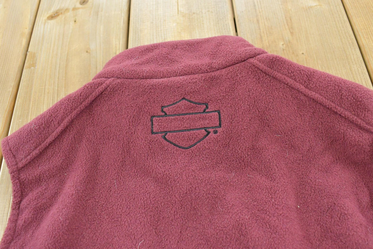 Vintage 2000s Harley Davidson Embroidered Full Zip Fleece Sweater Vest Women's Medium