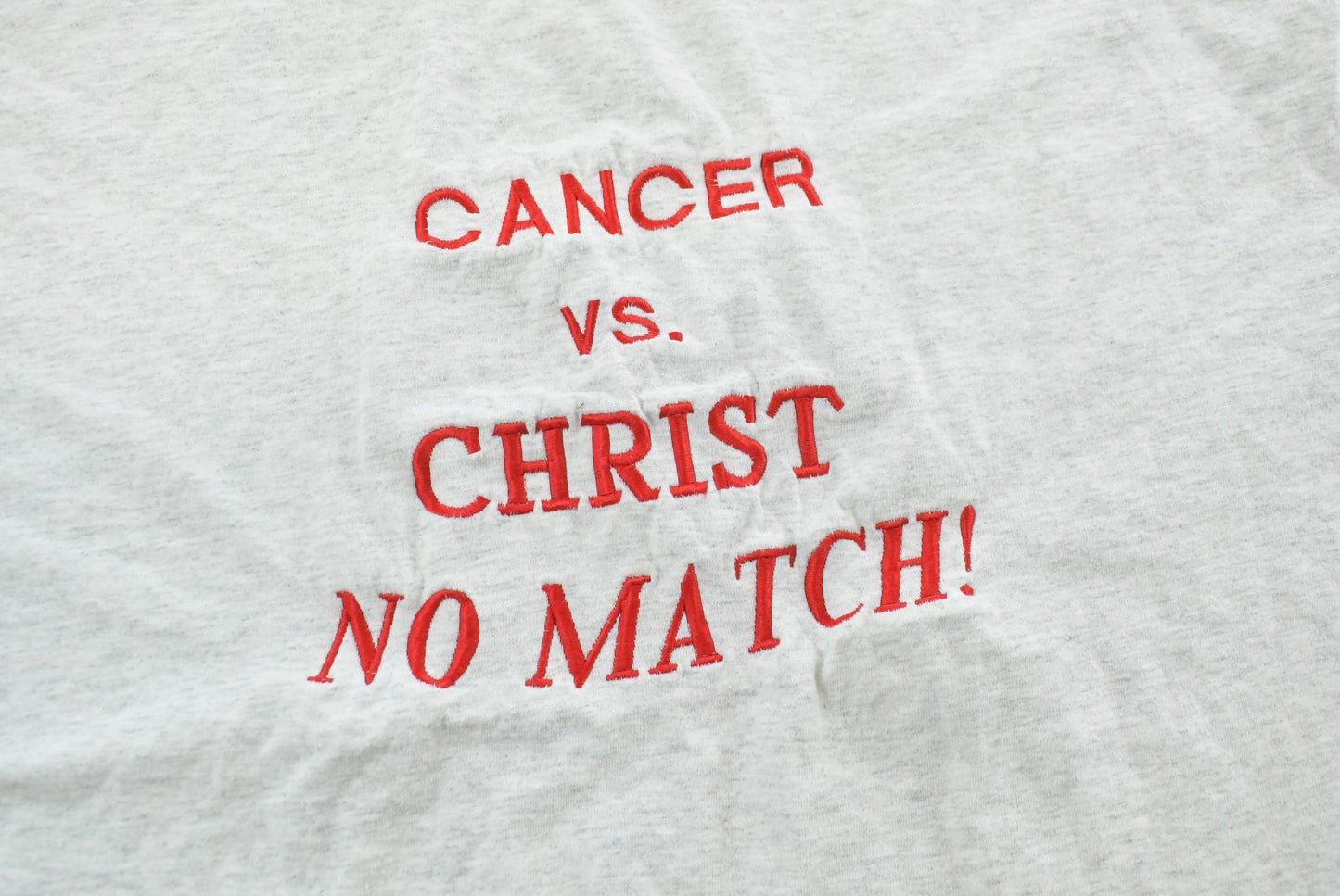 Vintage 1990s Cancer vs Christ Embroidered T-Shirt Mens L