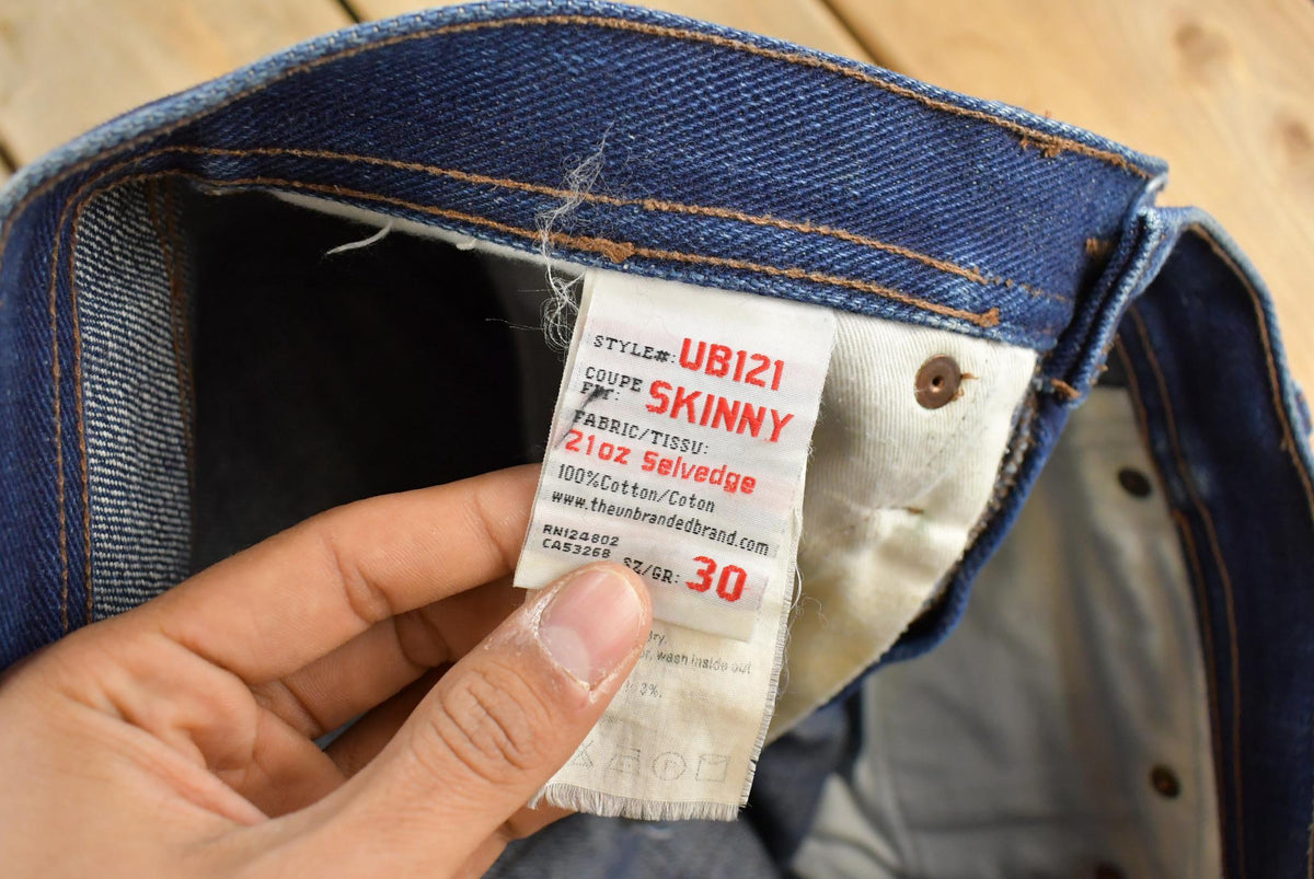 Vintage 2000s Japanese Unbranded 21oz Selvedge Raw Denim Jeans Ubizi Skinny Men's 30 x 28
