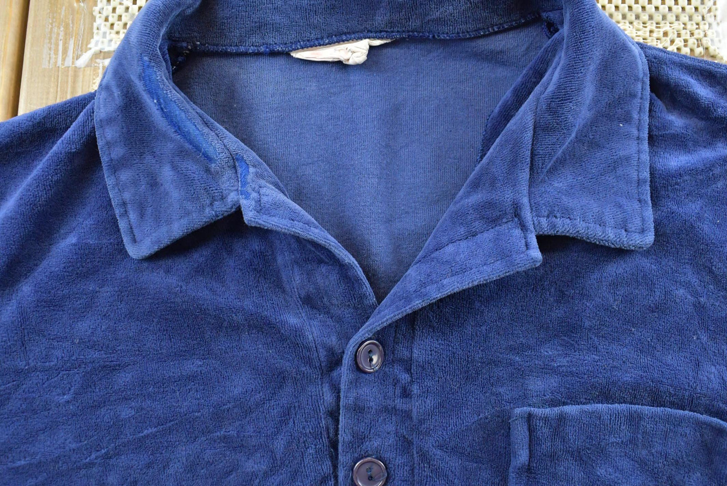 Vintage 1980s Majestic Collared Velour Sweater Men's S