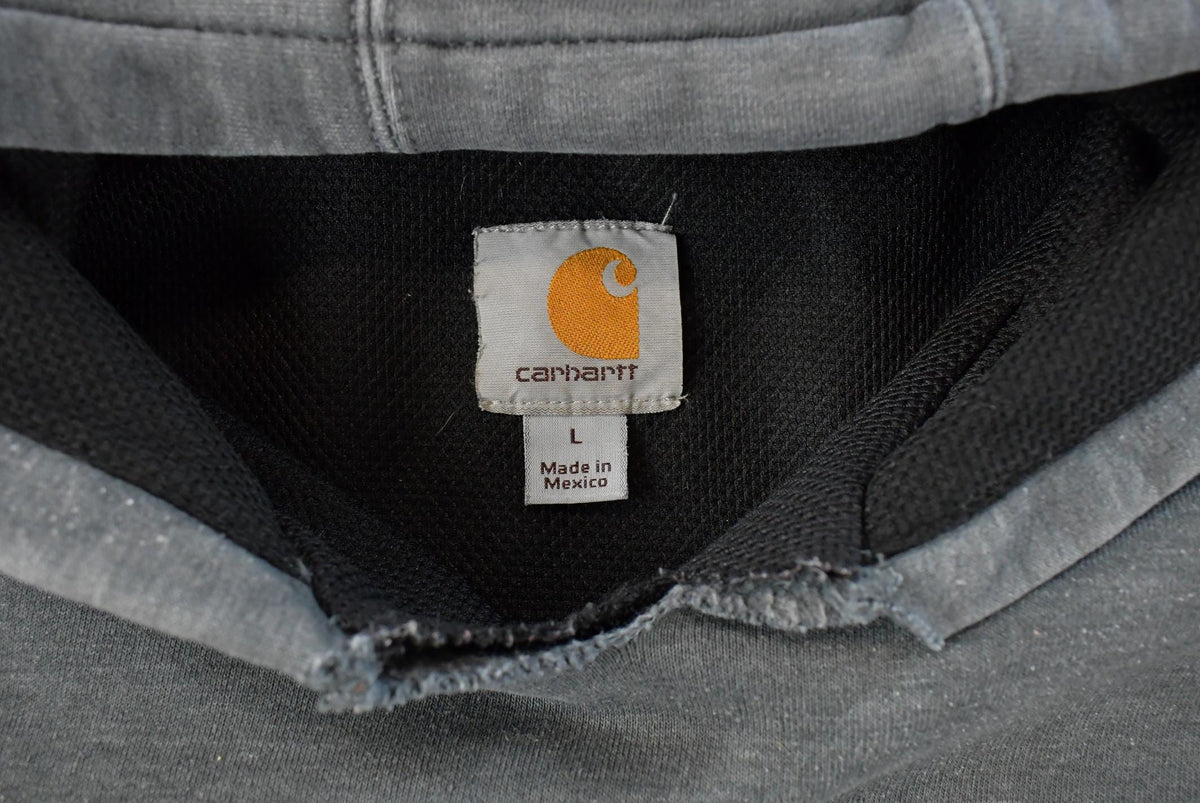 Vintage 1990s Distressed Carhartt Thermal Lined Hoodie Sweatshirt Men's L