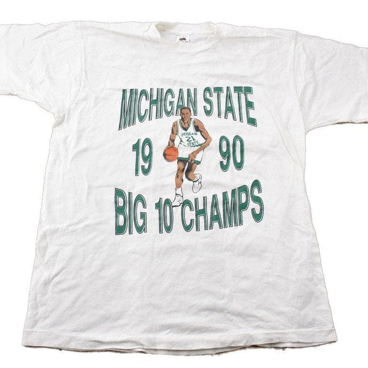 Vintage 1990 Michigan State University Basketball Big 10 Champs Collegiate T-Shirt Men's Large