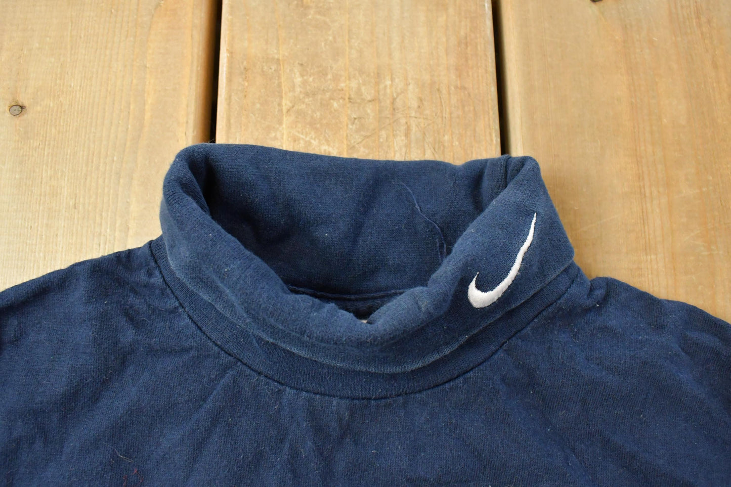 Vintage 1990s Nike Embroidered Mini Swoosh Turtleneck Long Sleeve Shirt Men's M