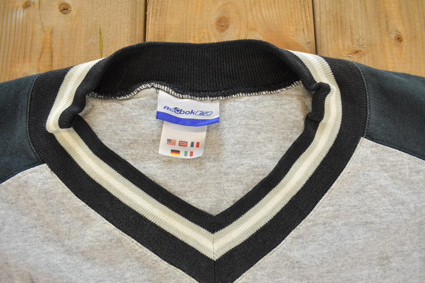 Vintage 2000s Reebok Big Logo Embroidered V Neck Sweatshirt Men's 2XL