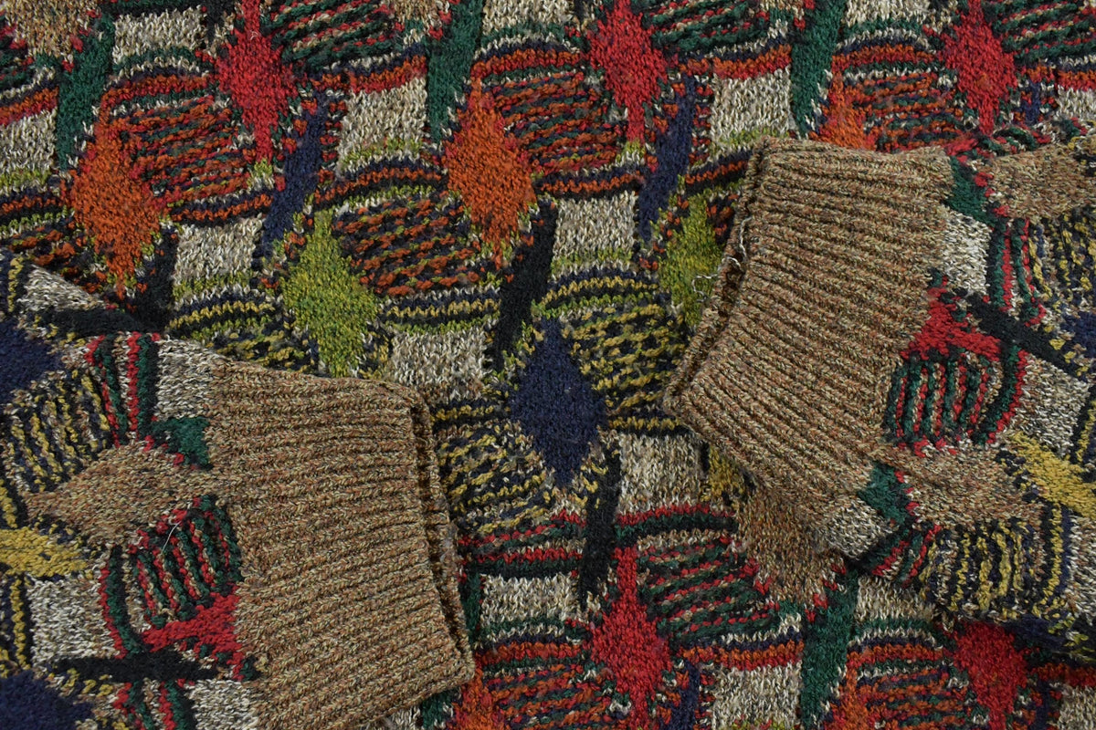 Vintage 1990s Protégé Abstract Knit Crewneck Sweater Men's XL Tall / Vintage 90s Crewneck / Funky Patterns / Made in USA