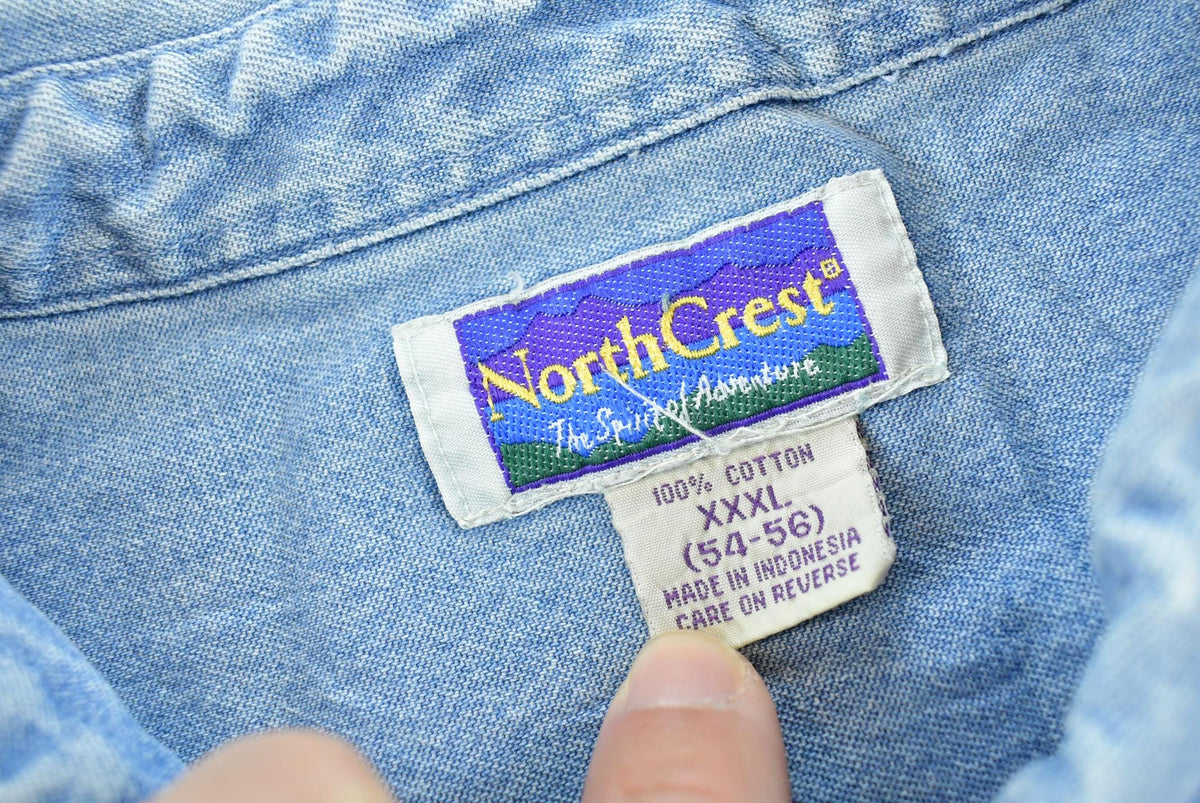 Vintage 1990s North Crest Denim Button Up Shirt Men's 3XL