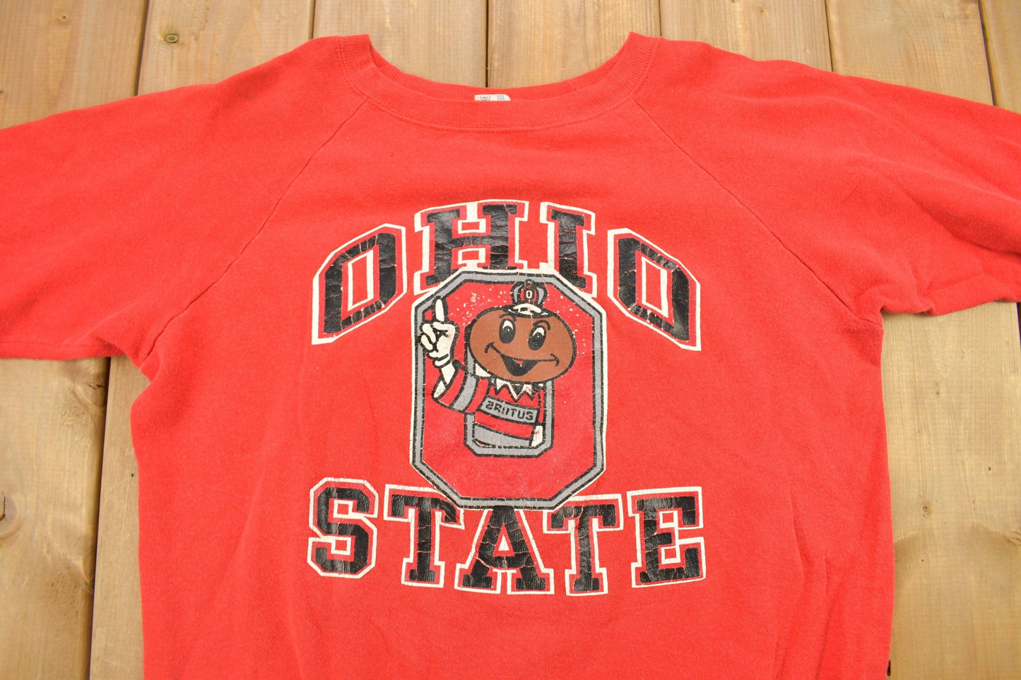 Champion Clothing > Gender Neutral Adult Clothing > Hoodies & Sweatshirts > Sweatshirts Vintage 1980s Ohio State University Buckeyes Collegiate Champion Crewneck Men's Small/ Vintage Champion / NCAA Sweatshirt / Sportswear / Made In USA