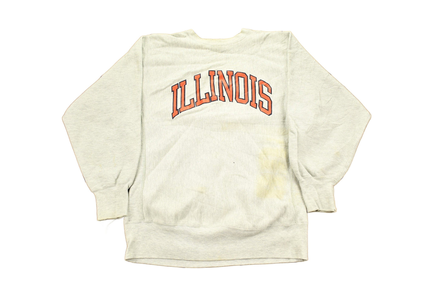 Champion Clothing > Gender Neutral Adult Clothing > Hoodies & Sweatshirts > Sweatshirts Vintage 1980s University Of Illinois Champion Reverse Weave Crewneck Men's Large/ Collegiate Sweatshirt / Sportswear / Made In USA / Distressed