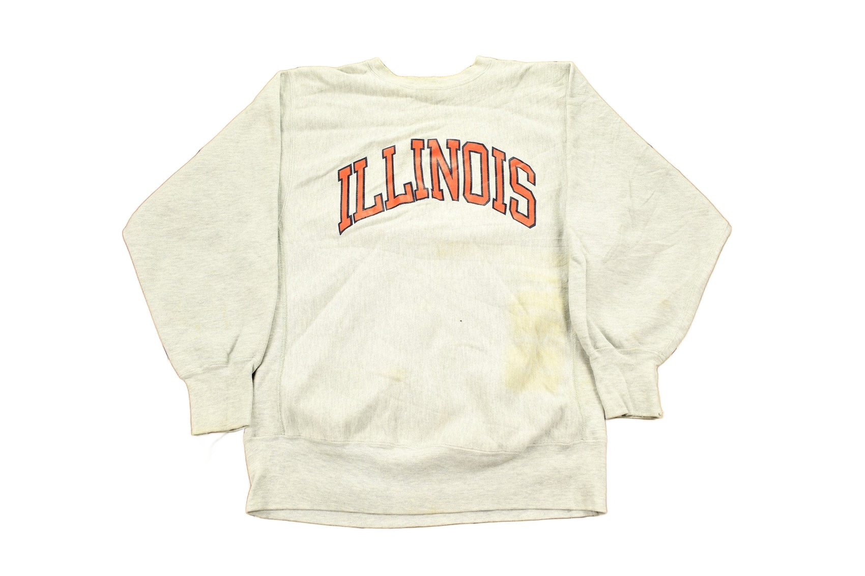 Champion Clothing > Gender Neutral Adult Clothing > Hoodies & Sweatshirts > Sweatshirts Vintage 1980s University Of Illinois Champion Reverse Weave Crewneck Men's Large/ Collegiate Sweatshirt / Sportswear / Made In USA / Distressed