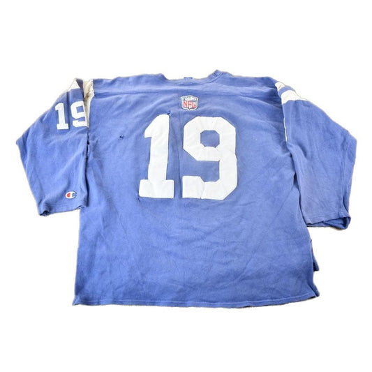 Champion Clothing > Gender Neutral Adult Clothing > Hoodies & Sweatshirts > Sweatshirts Vintage 1990s Baltimore Colts NFL Champion Jersey Style Sweatshirt Men's XL