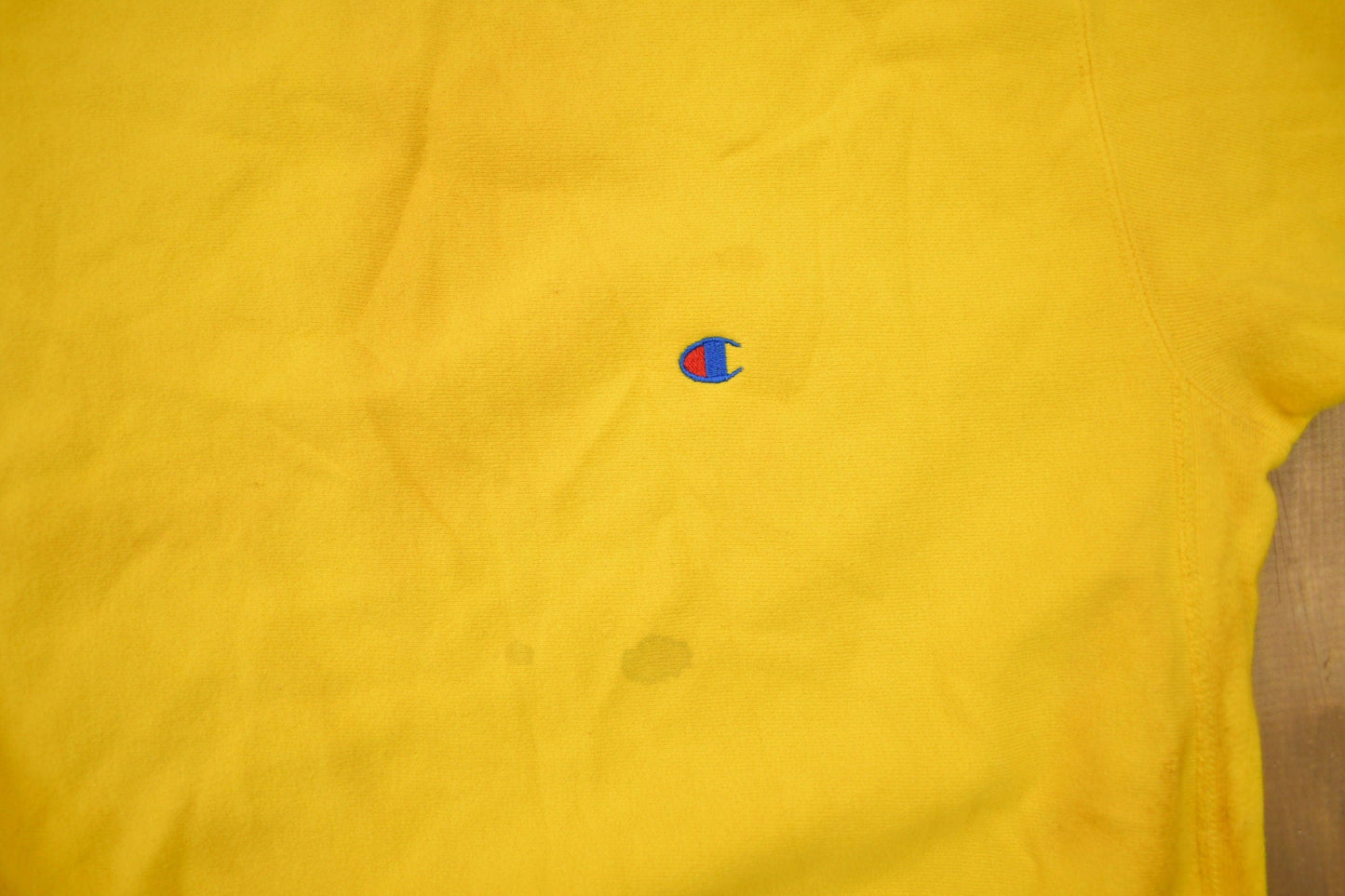 Champion Clothing > Gender Neutral Adult Clothing > Hoodies & Sweatshirts > Sweatshirts Vintage 1990s Blank Yellow Champion Reverse Weave Crewneck Men's Large