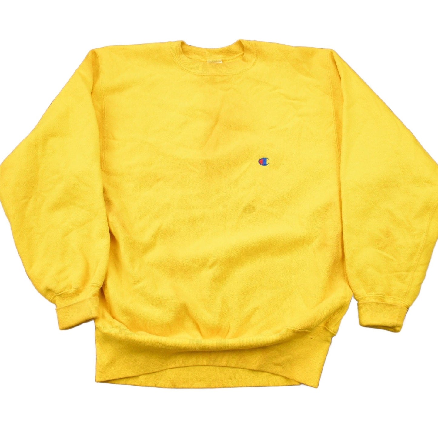 Champion Clothing > Gender Neutral Adult Clothing > Hoodies & Sweatshirts > Sweatshirts Vintage 1990s Blank Yellow Champion Reverse Weave Crewneck Men's Large