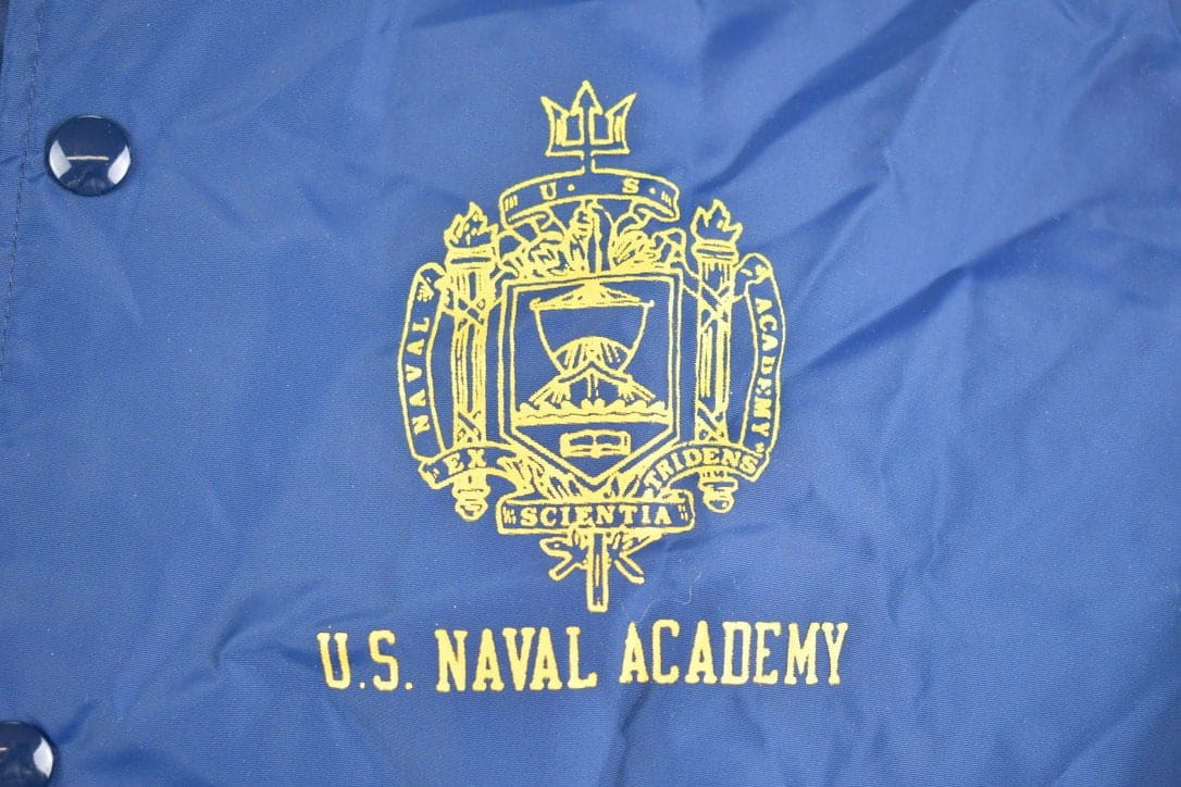 Champion Clothing > Gender Neutral Adult Clothing > Jackets & Coats Vintage 1980s US Naval Academy Champion Windbreaker Jacket Men's Large