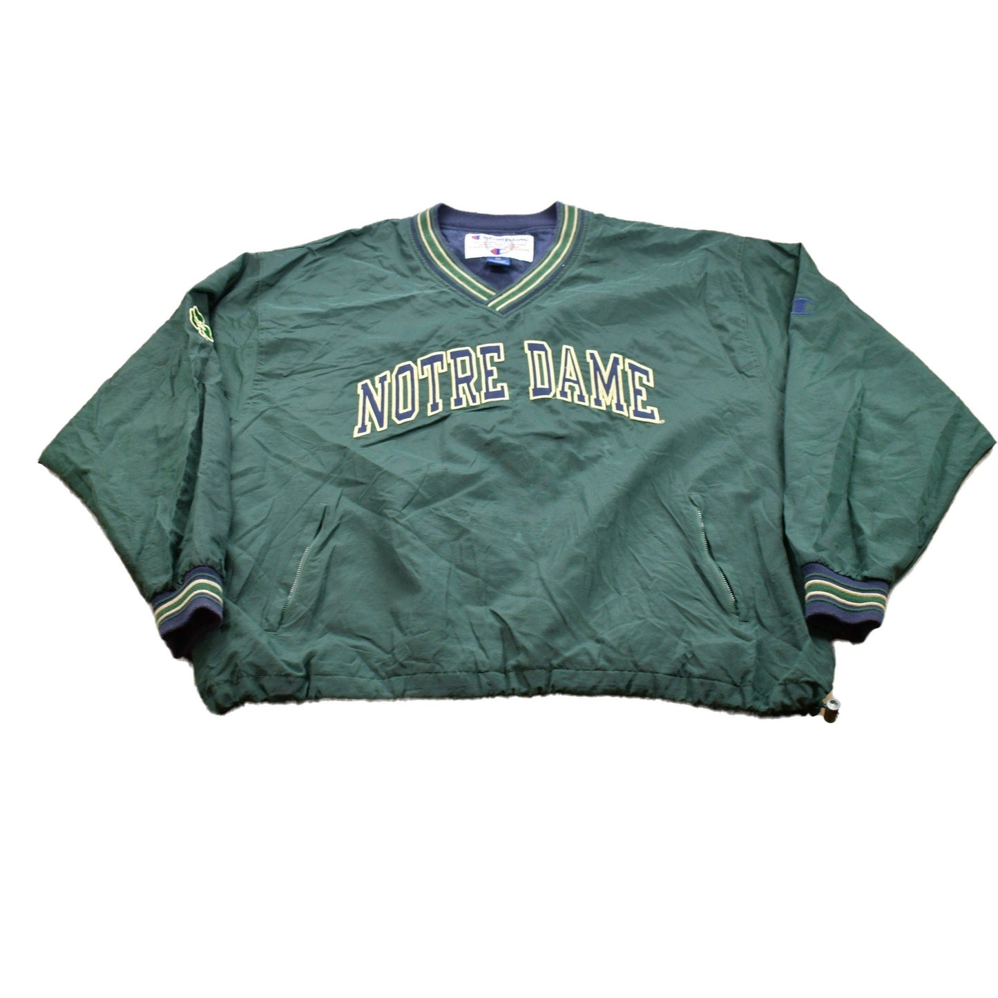 Champion Clothing > Gender Neutral Adult Clothing > Jackets & Coats Vintage 1990s Champion Notre Dame Graphic Windbreaker Jacket Men's 2XL