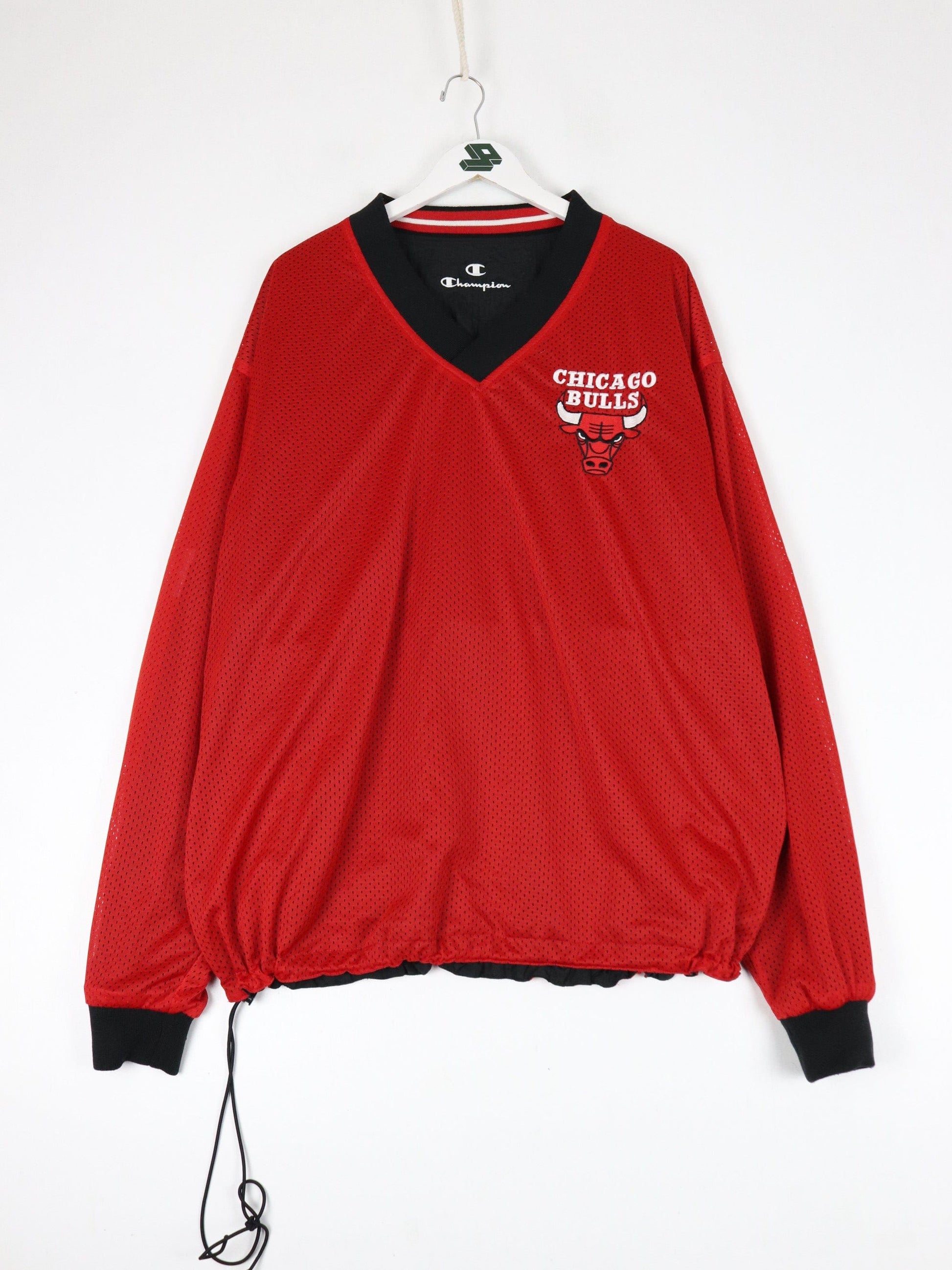 Champion Jackets & Coats Vintage Chicago Bulls Jacket Mens 2XL Black Red Reversible Champion Pullover