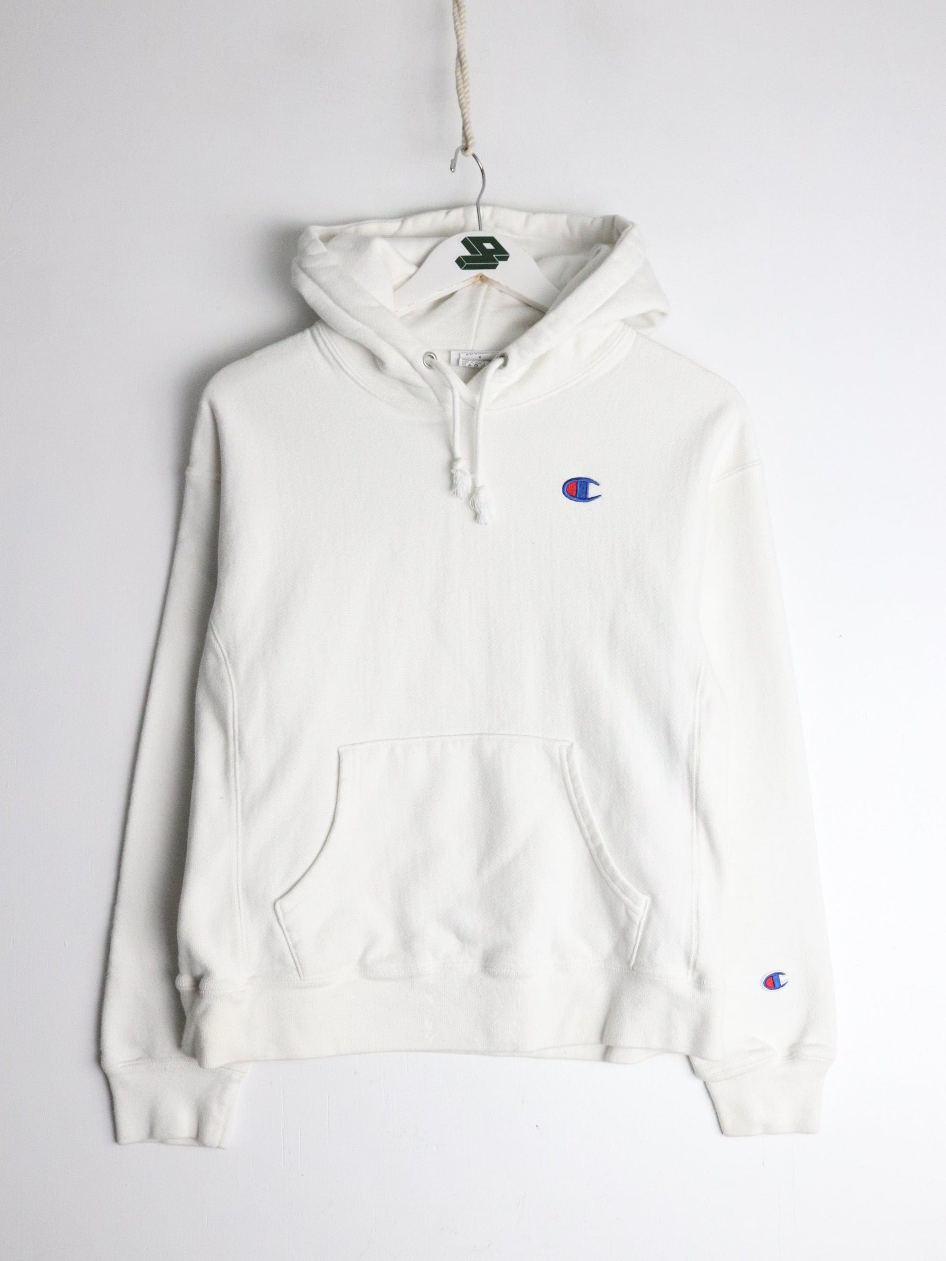 Champion Sweatshirt Youth Medium White Reverse Weave Hoodie from propervintagecanada