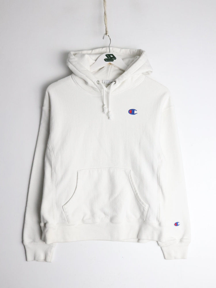 Champion Sweatshirt Youth Medium White Reverse Weave Hoodie from propervintagecanada