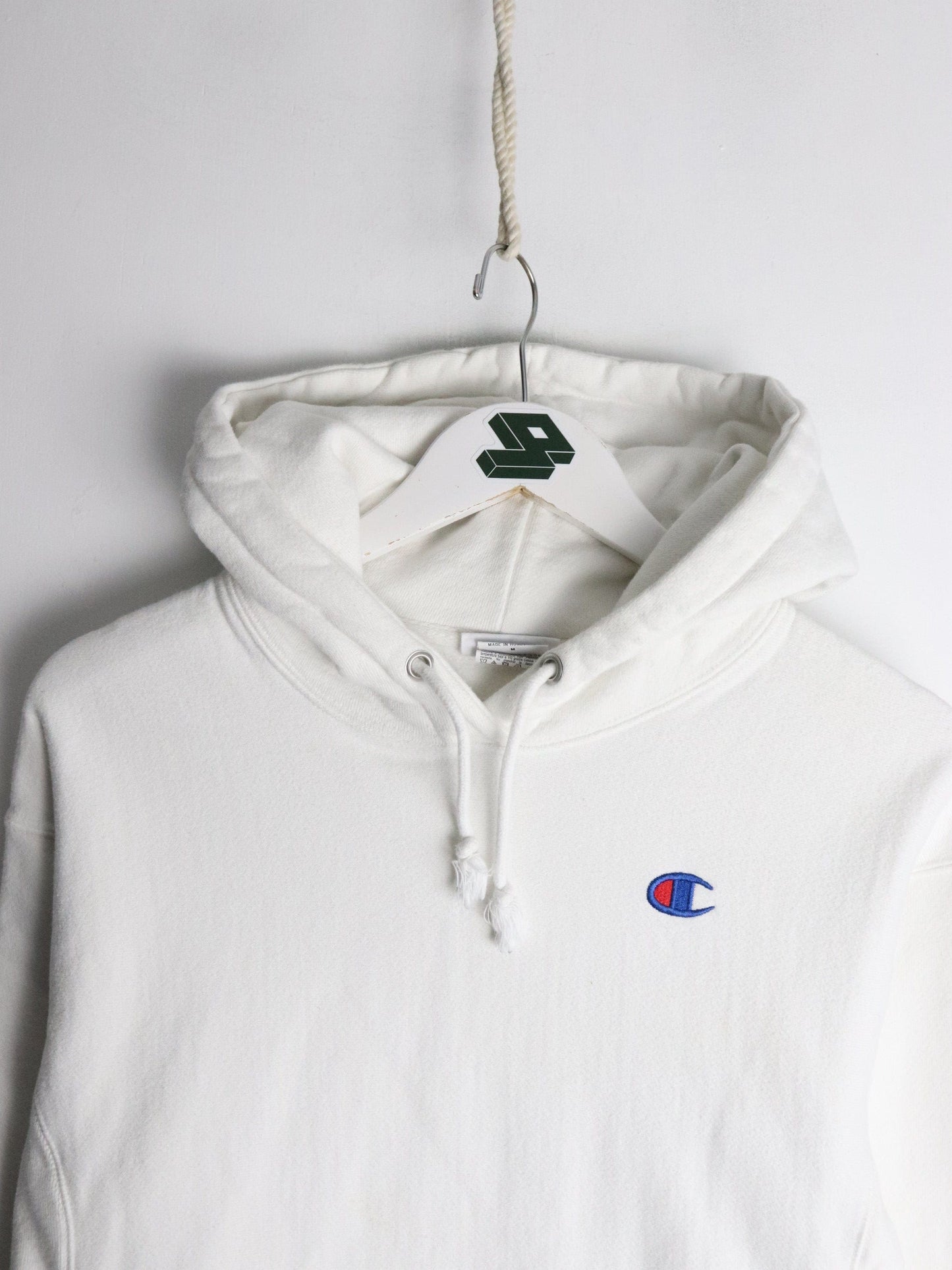 Champion Sweatshirt Youth Medium White Reverse Weave Hoodie from propervintagecanada