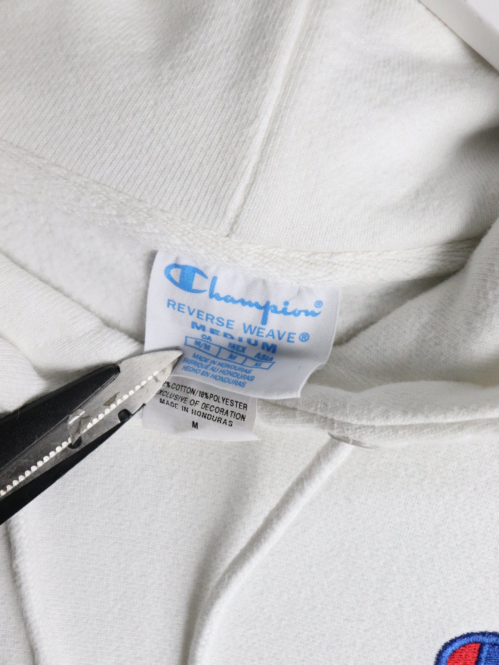 Champion Sweatshirt Youth Medium White Reverse Weave Hoodie from propervintagecanada