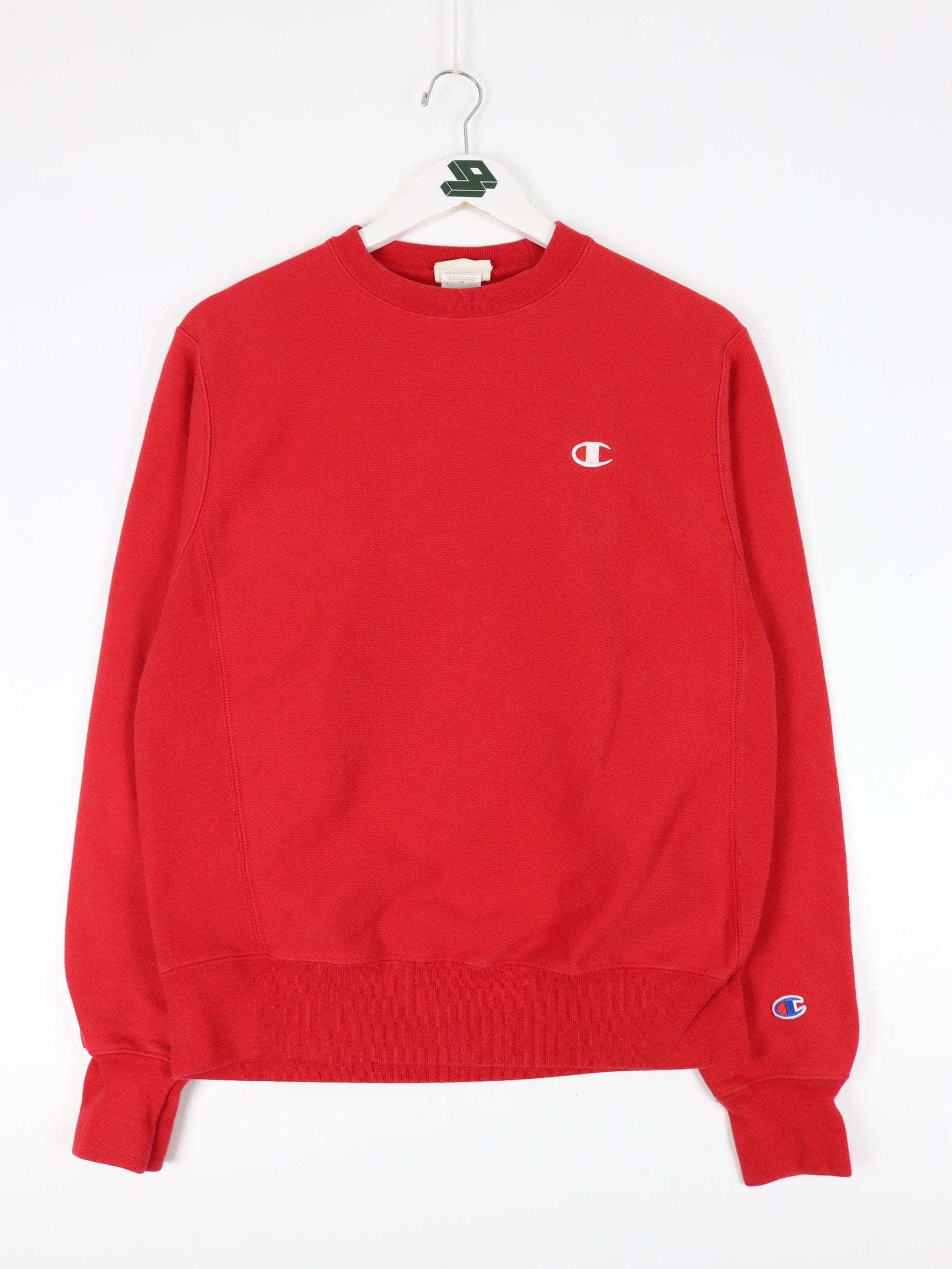 Champion Sweatshirt Mens Small Red Logo Reverse Weave Sweater