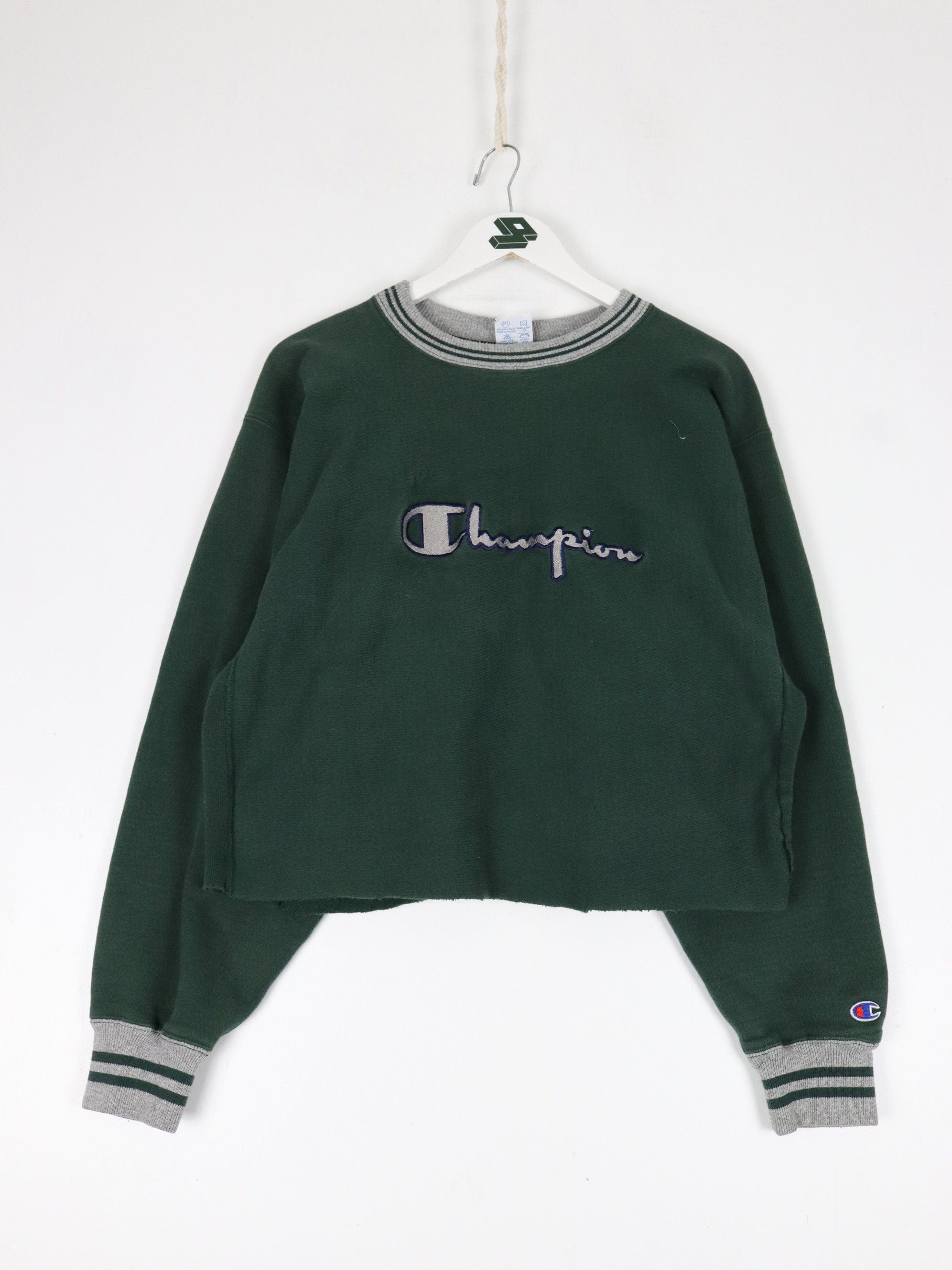Vintage Champion Sweatshirt Fits Adult Cropped XL Green Reverse Weave 90s
