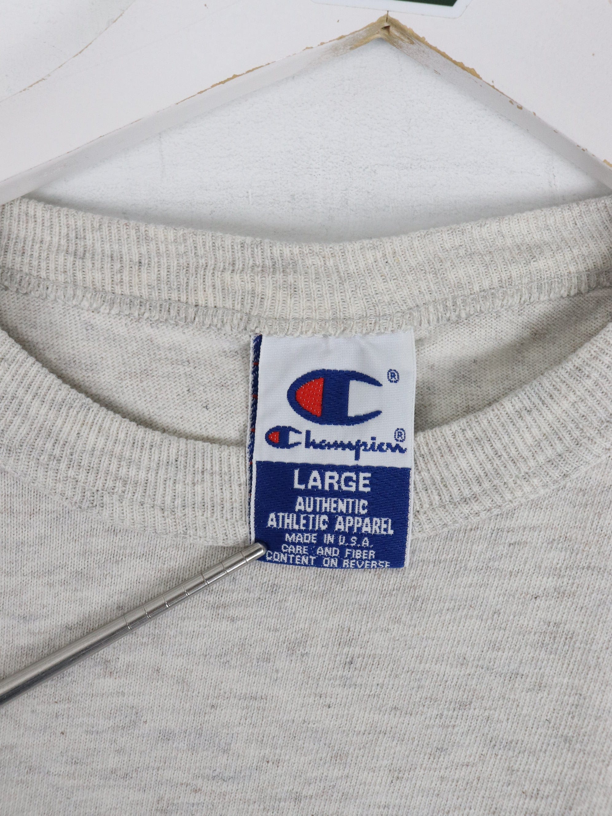 Vintage Champion T Shirt Mens Large Grey Script Logo 90s