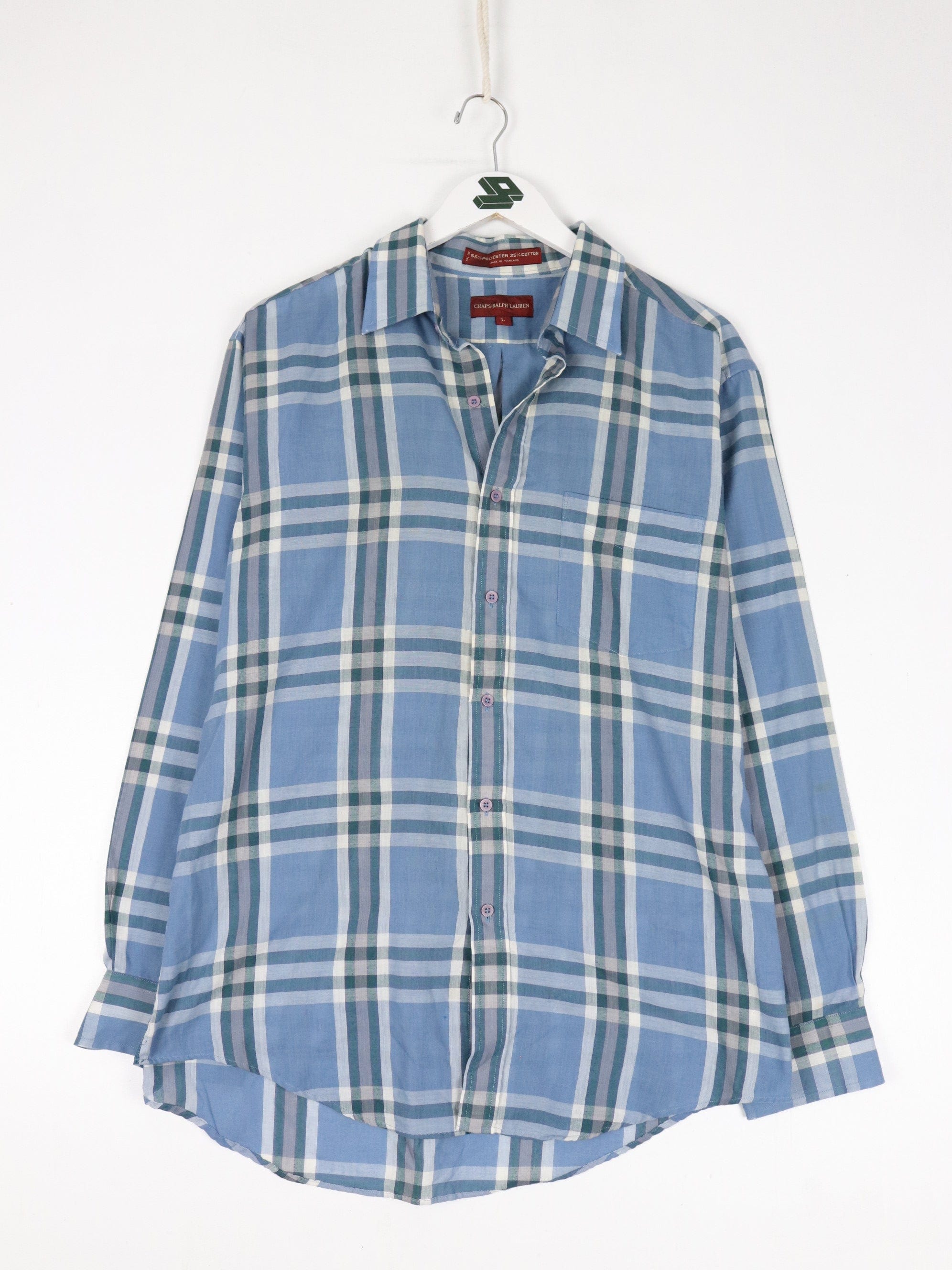 Vintage Chaps Ralph Lauren Shirt Mens Large Blue Palid Button Up
