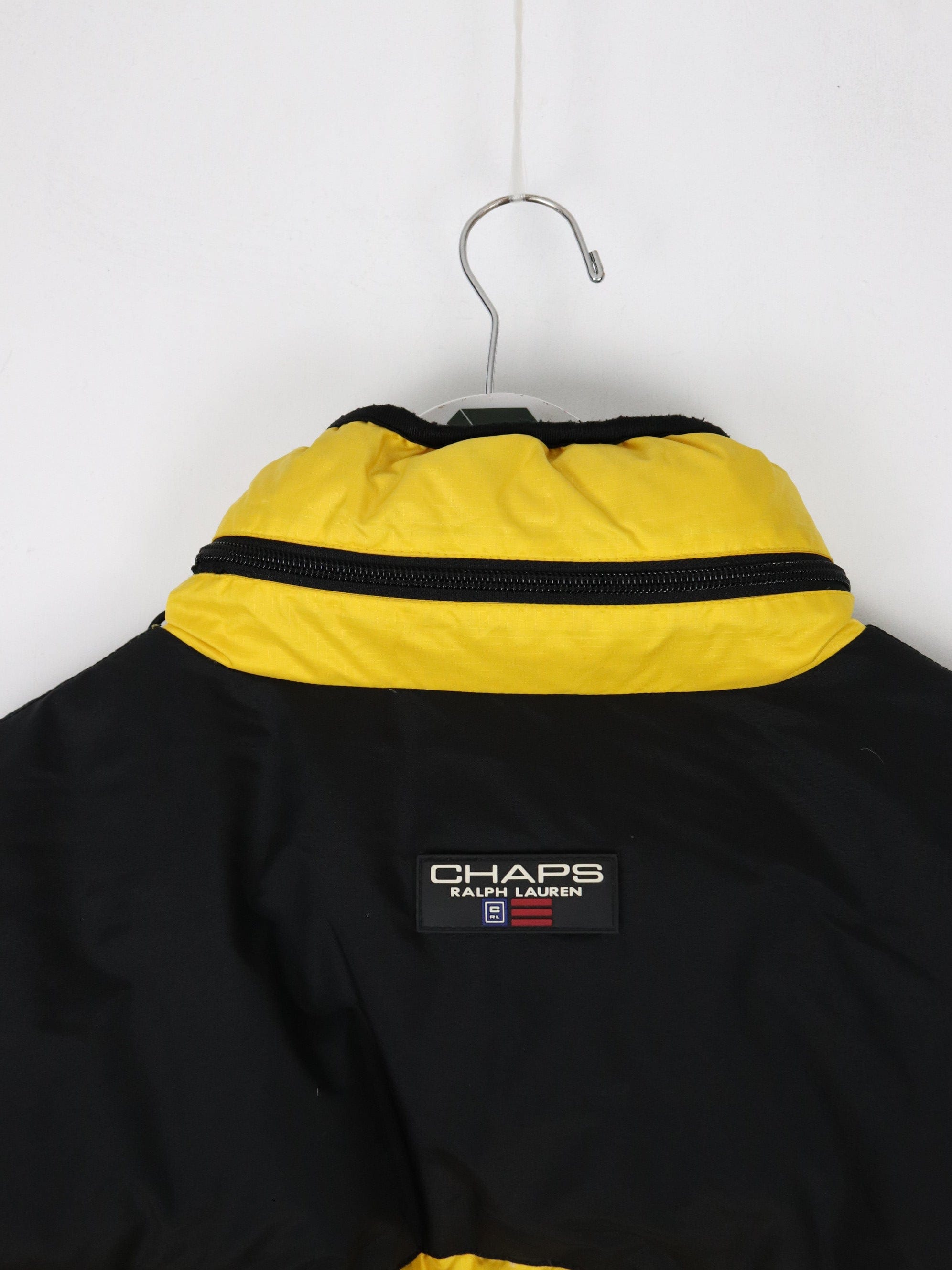 Vintage Chaps Ralph Lauren Jacket Mens XL Yellow Down Puffer Coat
