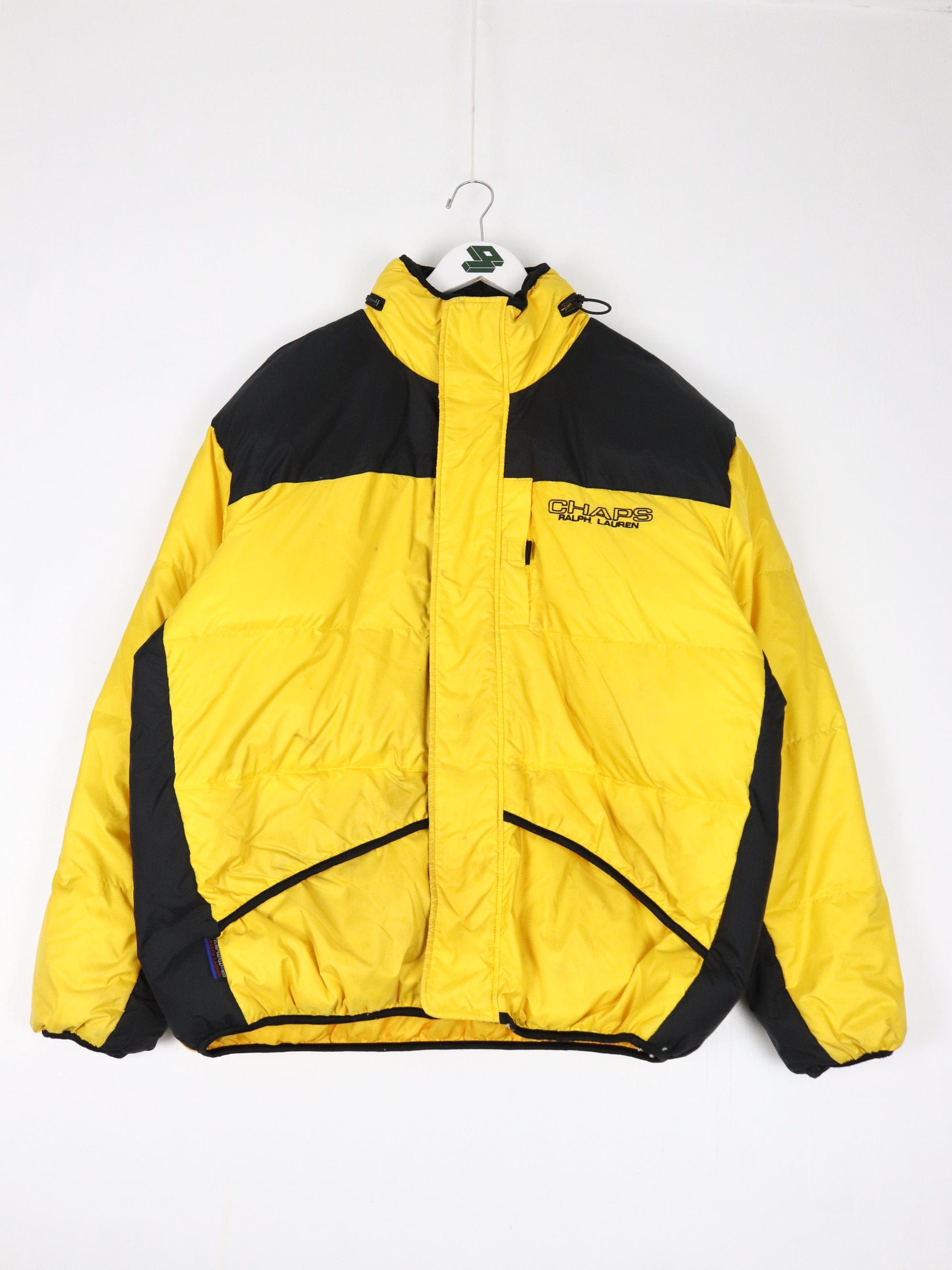Vintage Chaps Ralph Lauren Jacket Mens XL Yellow Down Puffer Coat