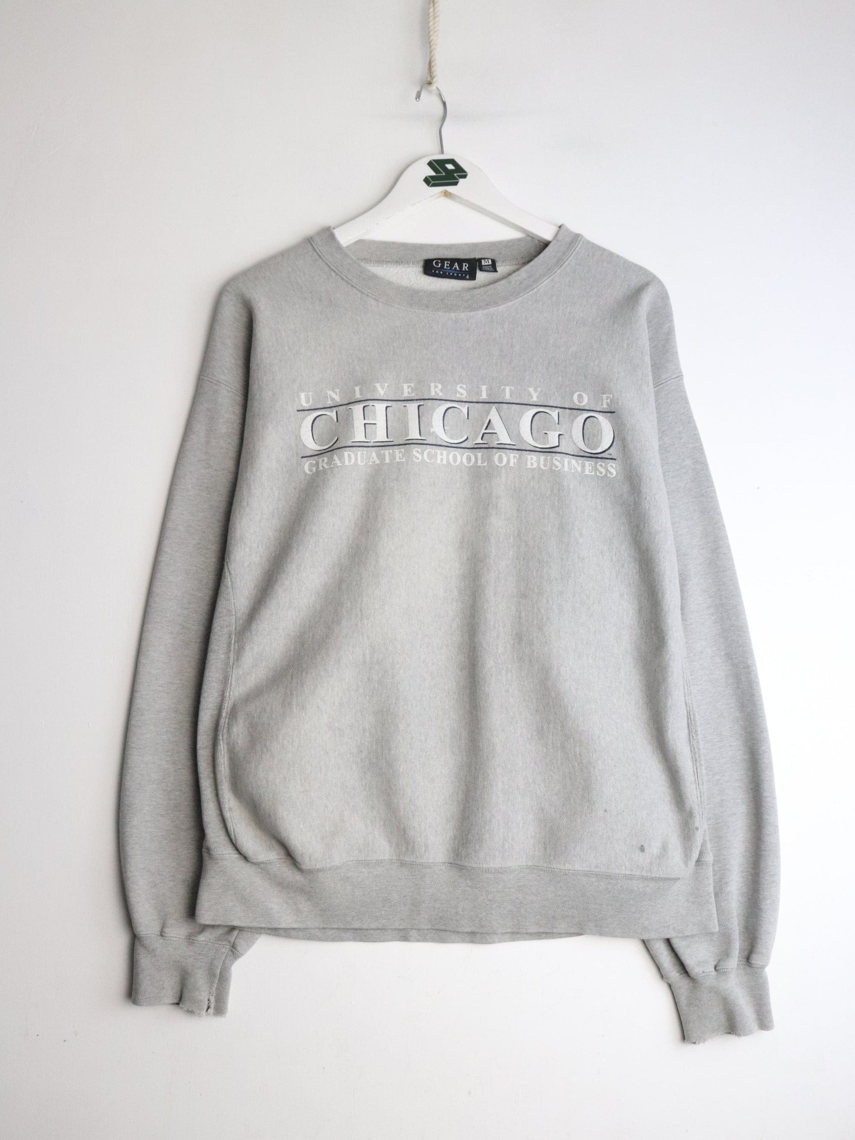 Collegiate Sweatshirts & Hoodies Vintage Chicago School of Business Sweatshirt Mens Medium Grey