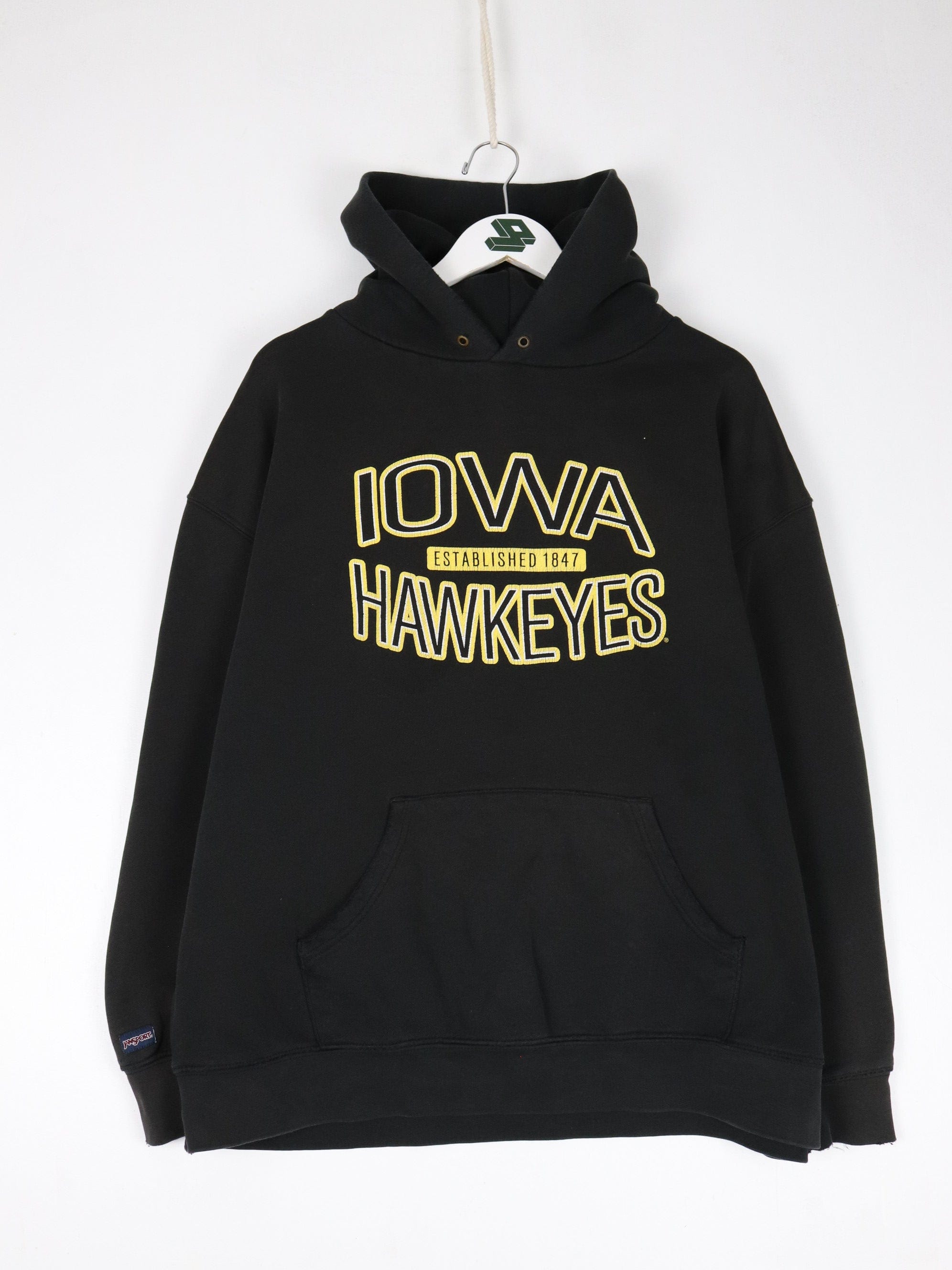 Vintage Iowa Hawkeyes Sweatshirt Mens 2XL Short Black College Hoodie