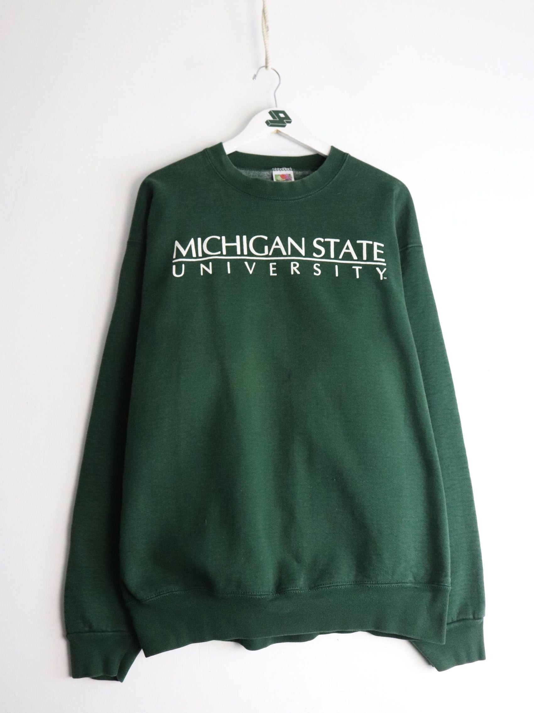 Collegiate Sweatshirts & Hoodies Vintage Michigan State Spartans Sweatshirt Mens XL Green