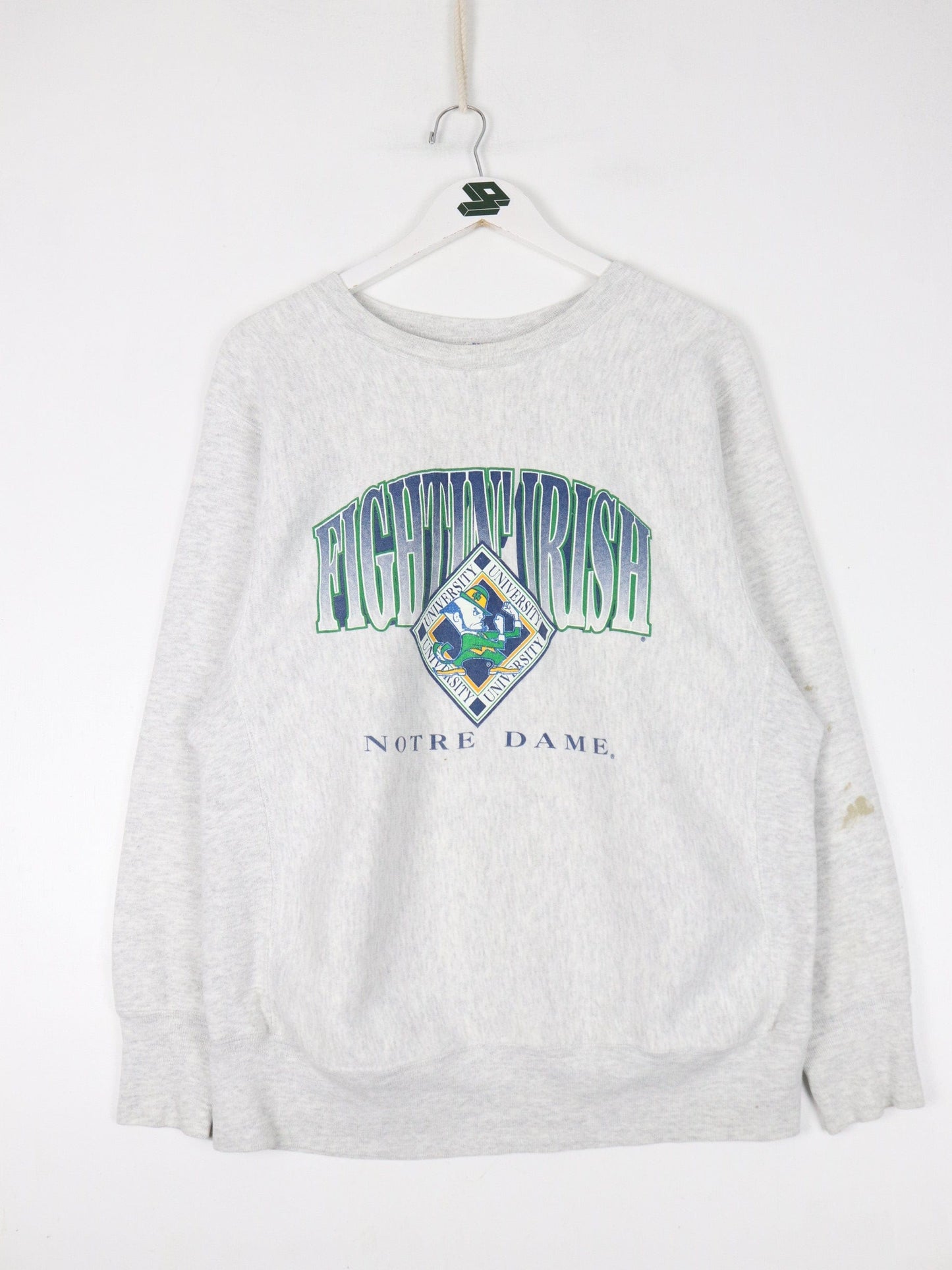 Collegiate Sweatshirts & Hoodies Vintage Notre Dame Fighting Irish Sweatshirt Fits Mens Large Grey College