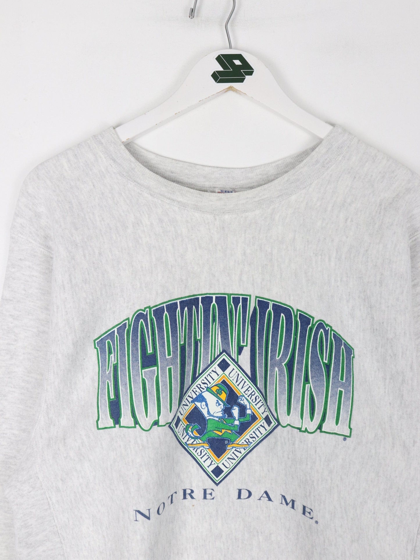 Collegiate Sweatshirts & Hoodies Vintage Notre Dame Fighting Irish Sweatshirt Fits Mens Large Grey College